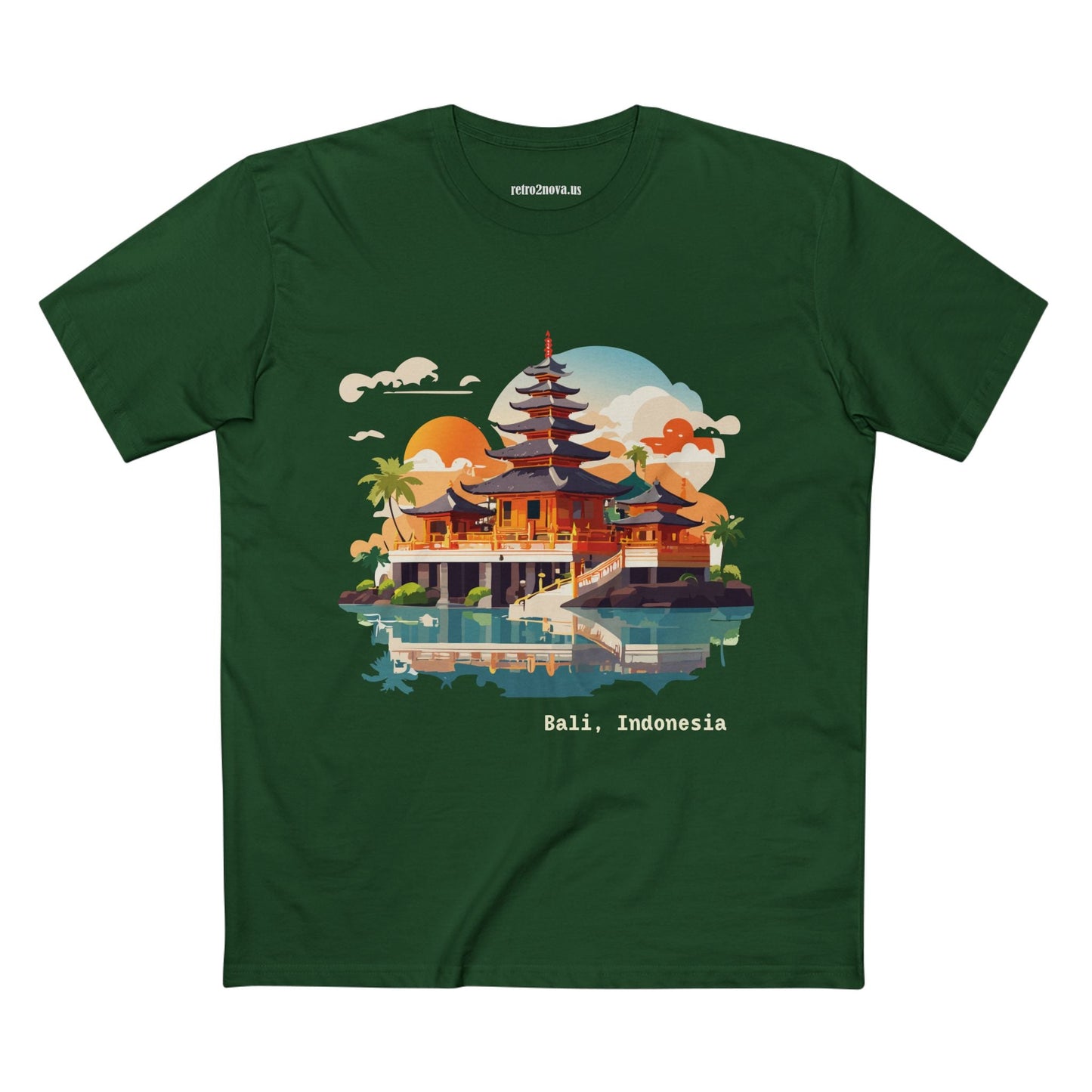Unisex Bali Travel Shirt With Original Art Design Premium Cotton Tee From Retro2Nova Collection