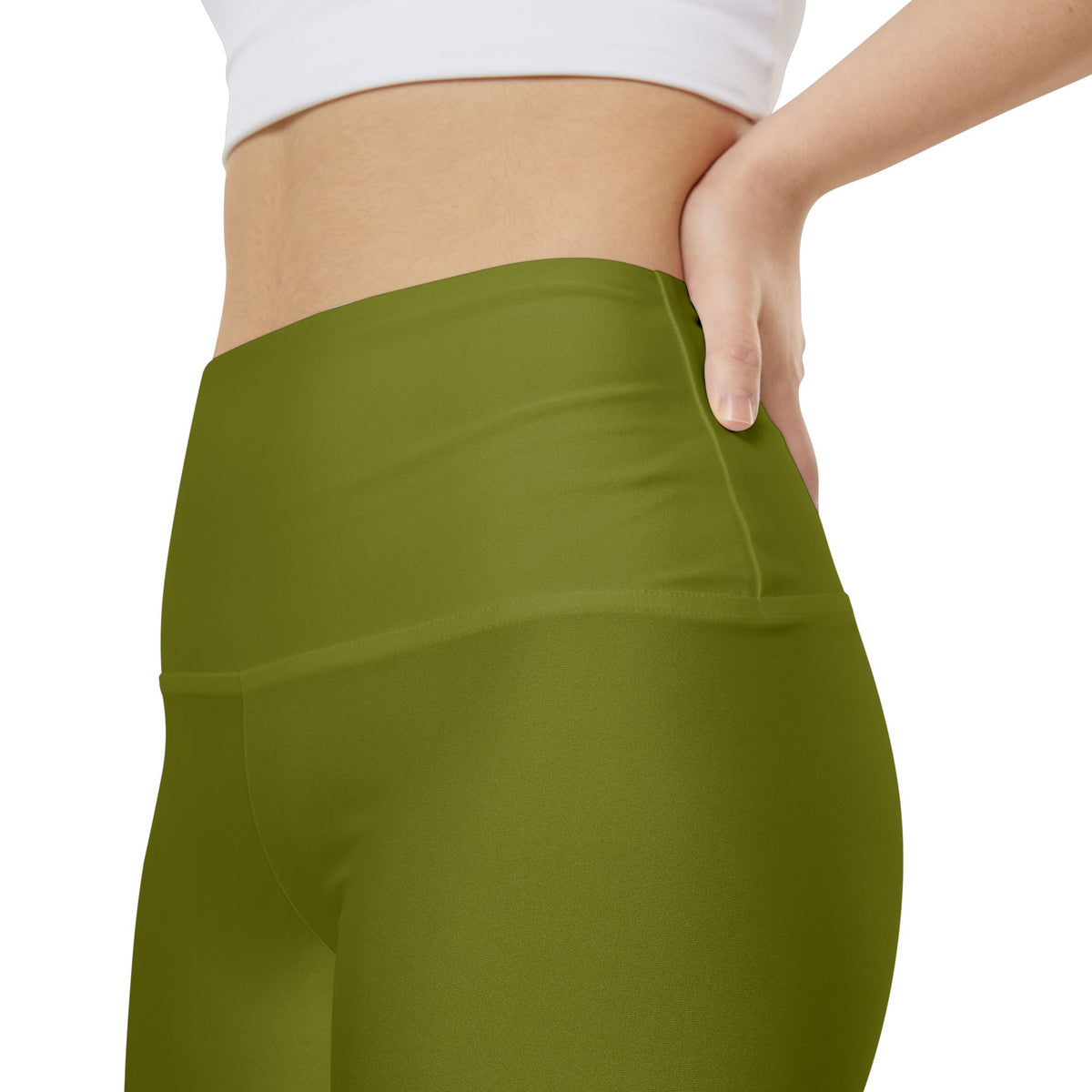 Olive Green Women’s Workout Shorts – High-Waist Biker Athletic Shorts