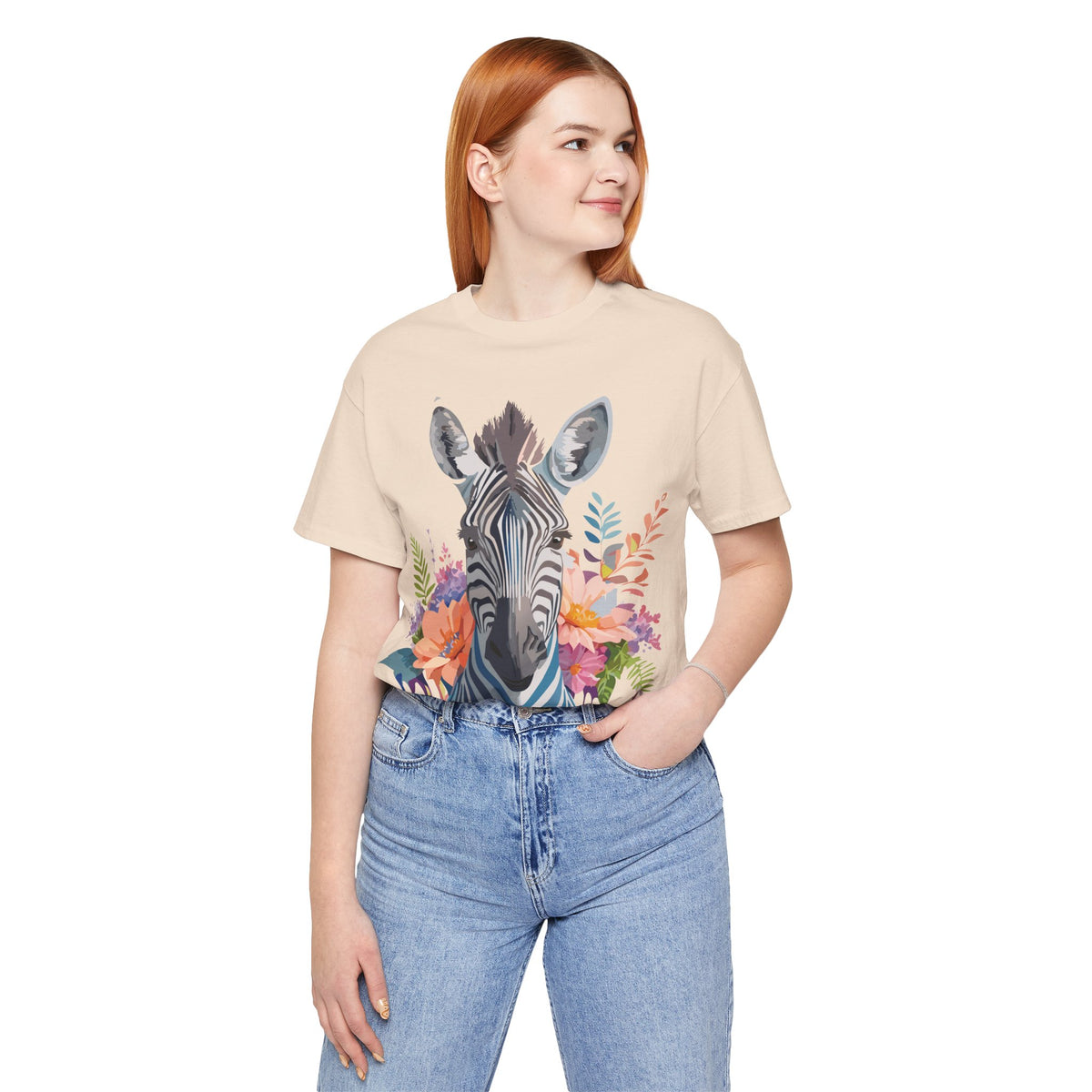 Zebra Graphic Unisex Cotton Bella+Canvas Tee with Art Animal Design e80