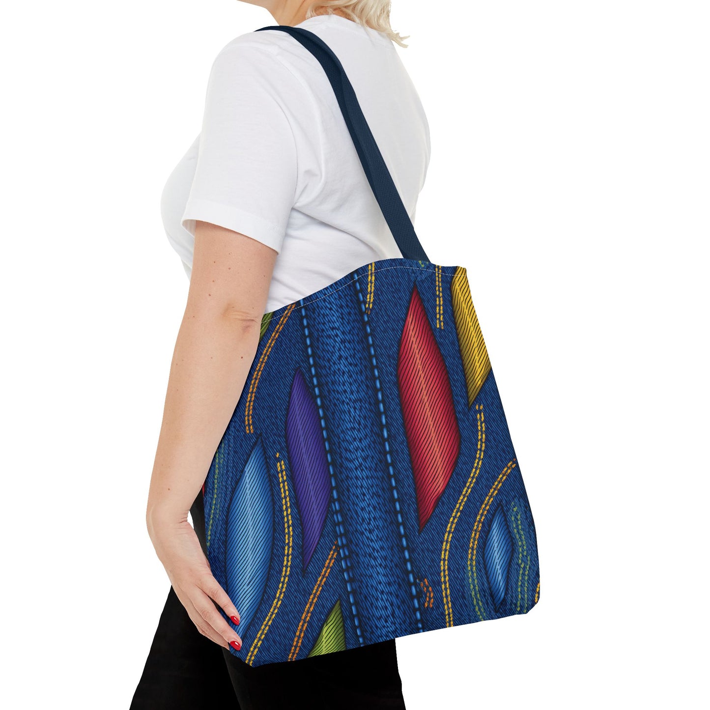 Denim Fabric Imitation Print Unisex Canvas Bag Poly Spun 3 Sizes Tote Bag 137