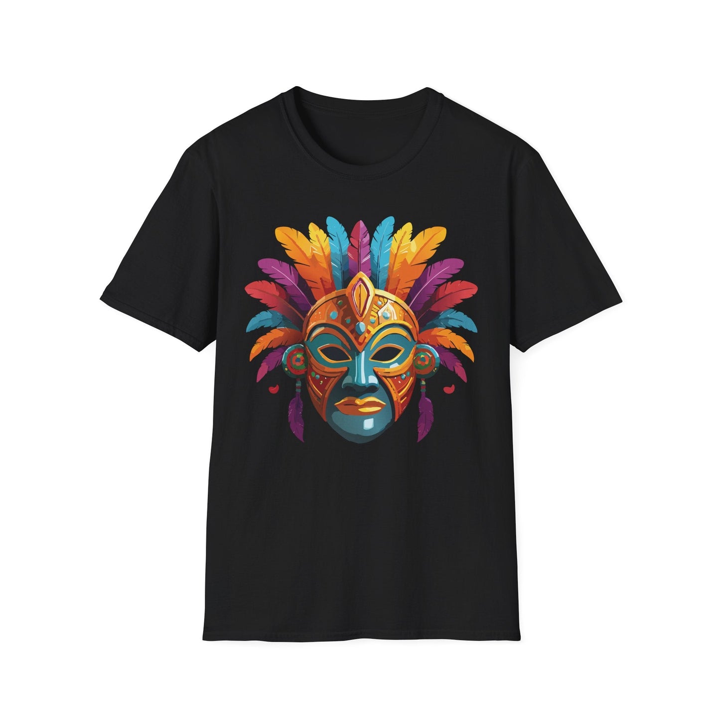 Unisex Gildan Mask T Shirt Softstyle 64000 With Art Design Lightweight Cotton Tee