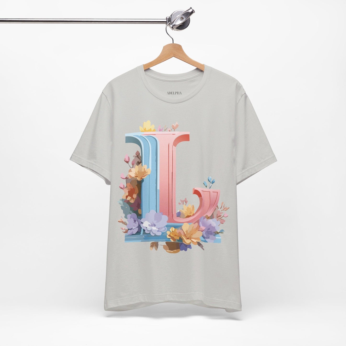 Letter L Shirt Graphic Tee Unisex Short Sleeve Vintage Inspired Artwork Adelpha Premium