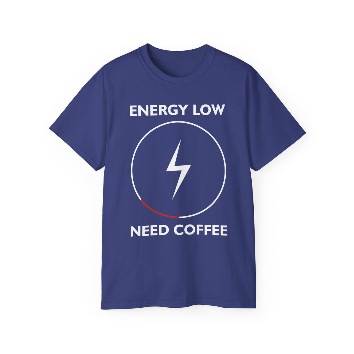 Energy Low Need Coffee T-Shirt | Battery Lightning Design