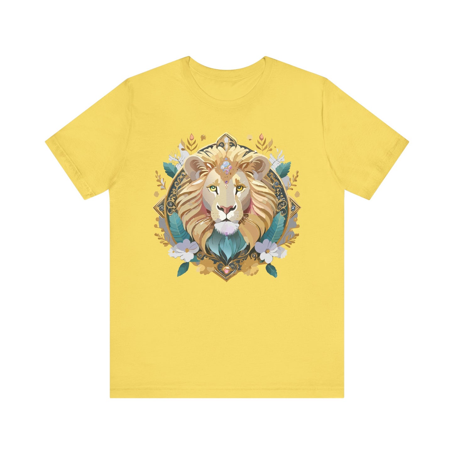 Unisex Lion Graphic Tee, Animal Shirt, Tee Shirt with Lion, Medallion T-Shirt, Animal Medallion Tees 2