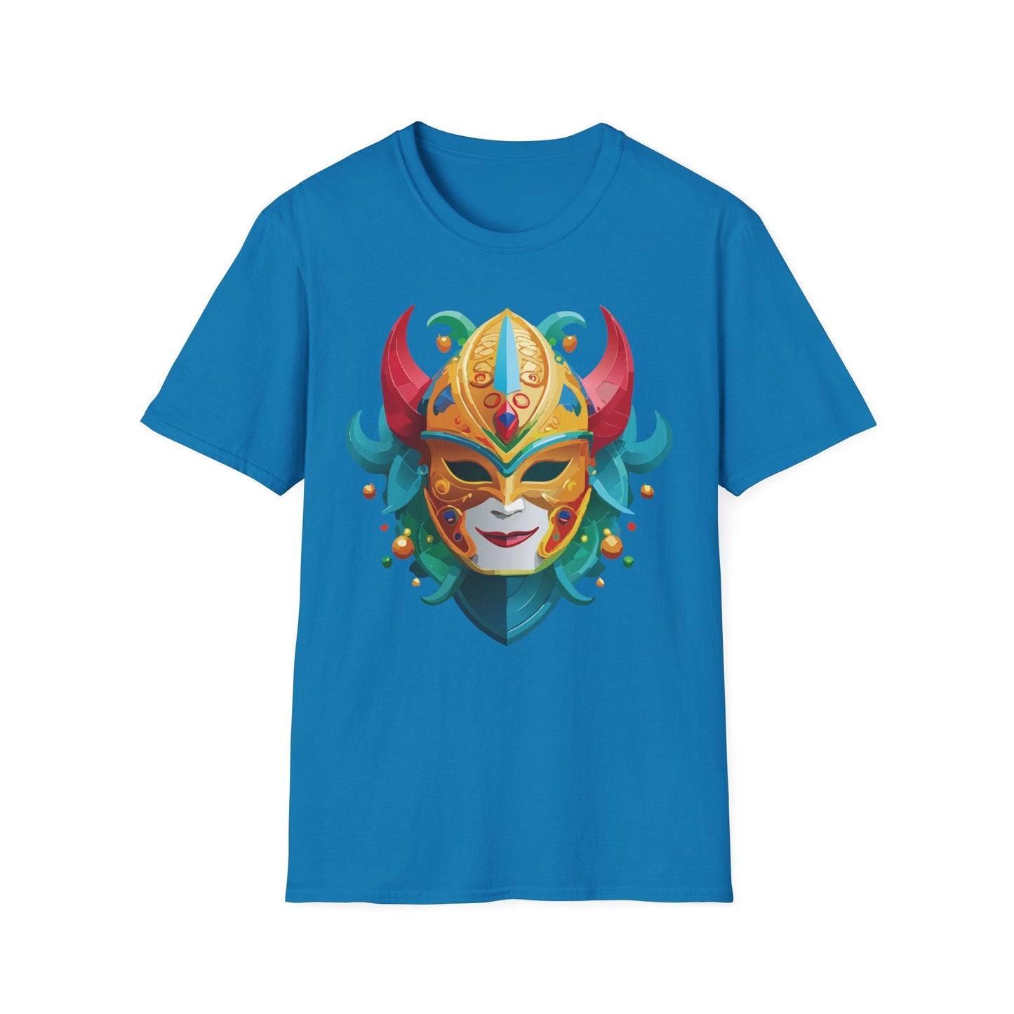 Unisex Mask Tee Shirt Softstyle Gildan 64000 Cotton Tee Masquerade Design Artwork