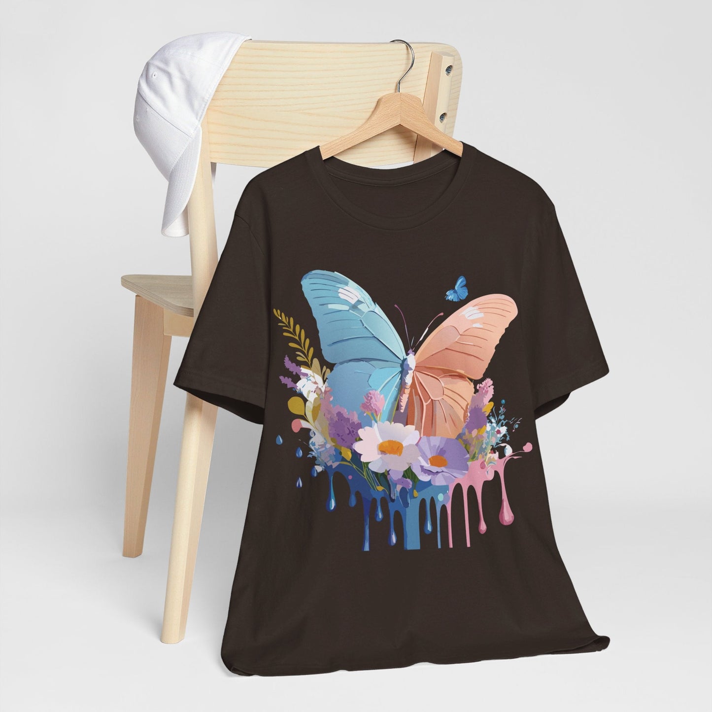 Butterfly Graphic Unisex 100 Cotton Lightweight Vintage Floral Design Jersey Tee 3