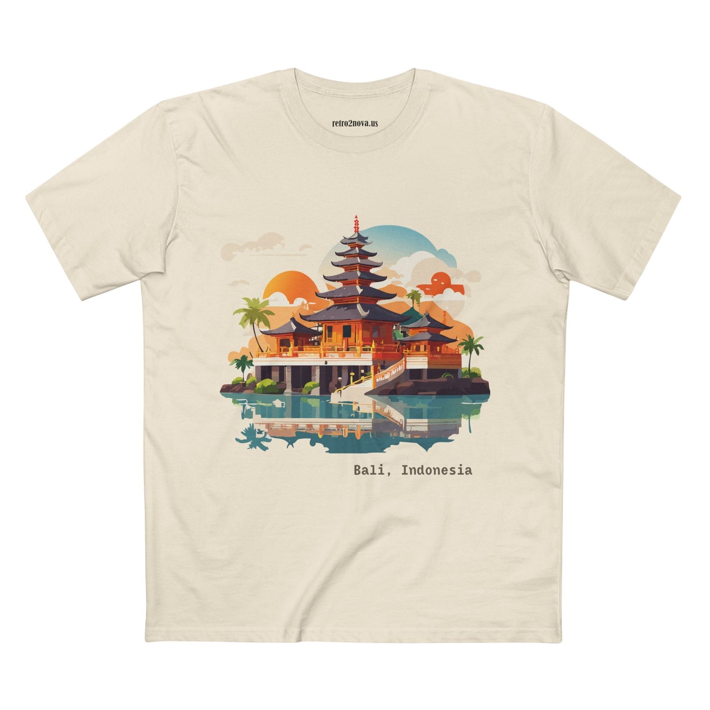 Unisex Bali Travel Shirt With Original Art Design Premium Cotton Tee From Retro2Nova Collection