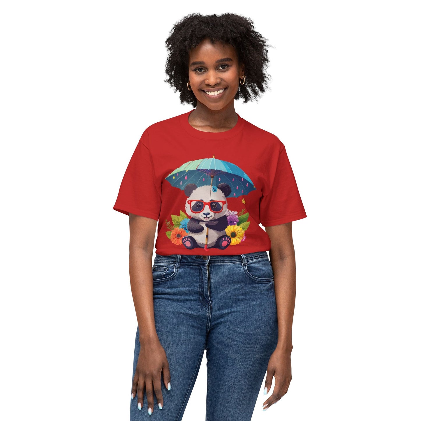 Panda Art T Shirt Unisex HD Cotton Tee With Floral Print Panda Design USA Printed Now