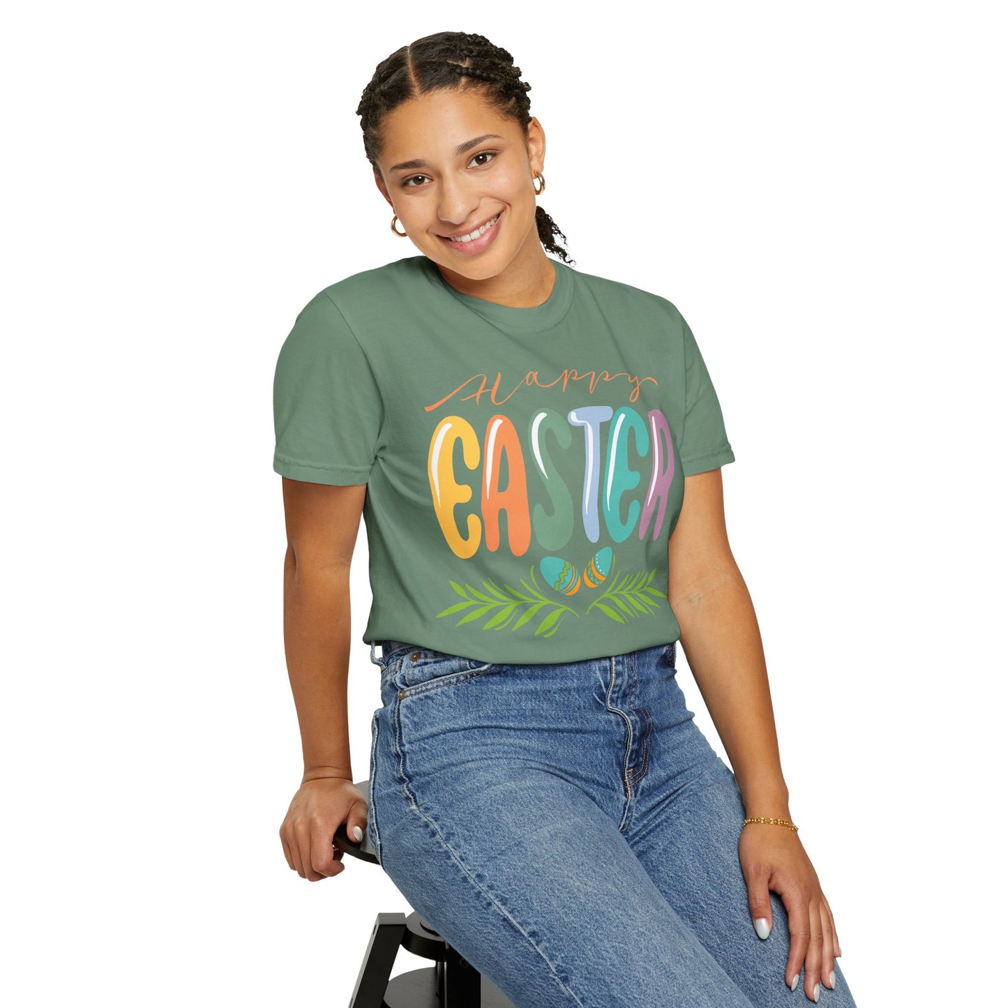 Happy Easter T-Shirt, Tee Shirt with Easter Signature, T Shirt with Easter Prints, Tee Shirt with Easter Design