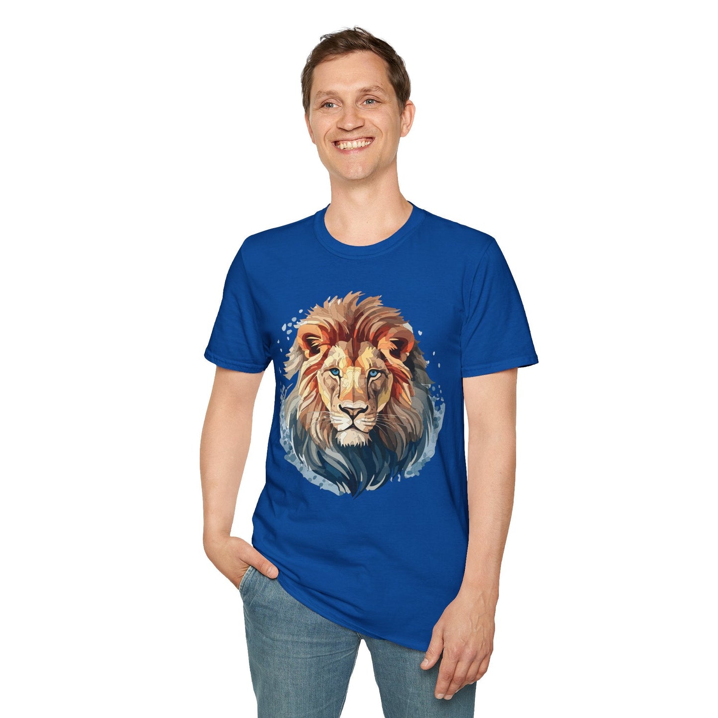 Unisex Lion Shirt Floral Lion Tee Gildan Softstyle 64000 Tee