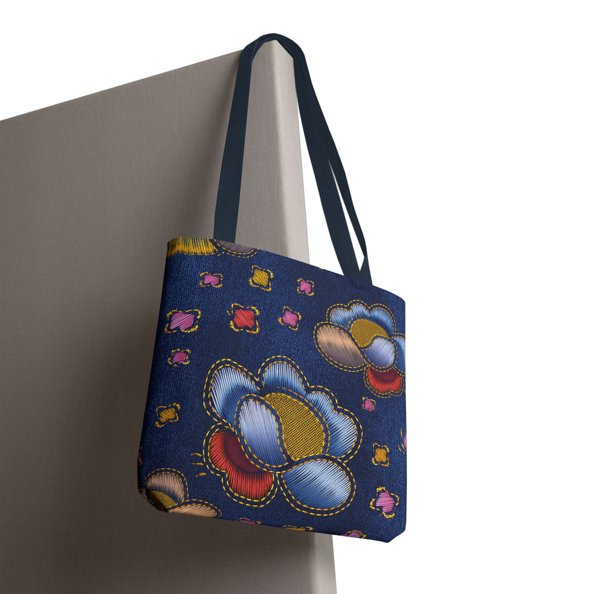Denim Fabric Imitation Print Unisex Canvas Bag Poly Spun 3 Sizes Tote Bag 159-6