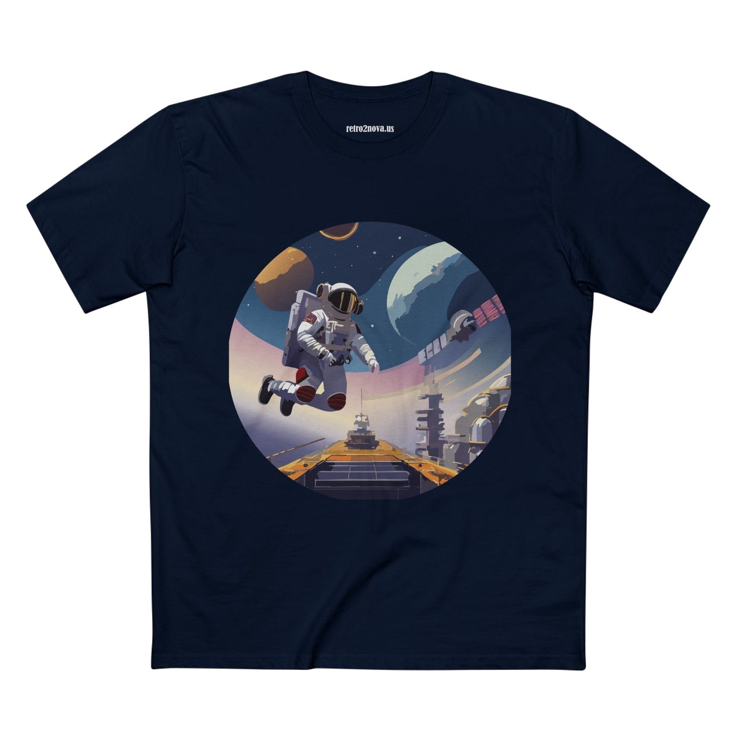 Cosmos Astronaut Shirt Unisex Premium Cotton Tee Original Art Design Retro2Nova CS 31