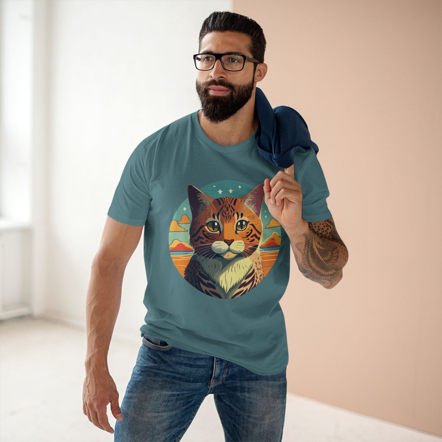 Unisex Premium Cotton Tee With Original Cat Art Design Animal Shirt For Cat Lovers Comfortable Breathable Everyday Wear