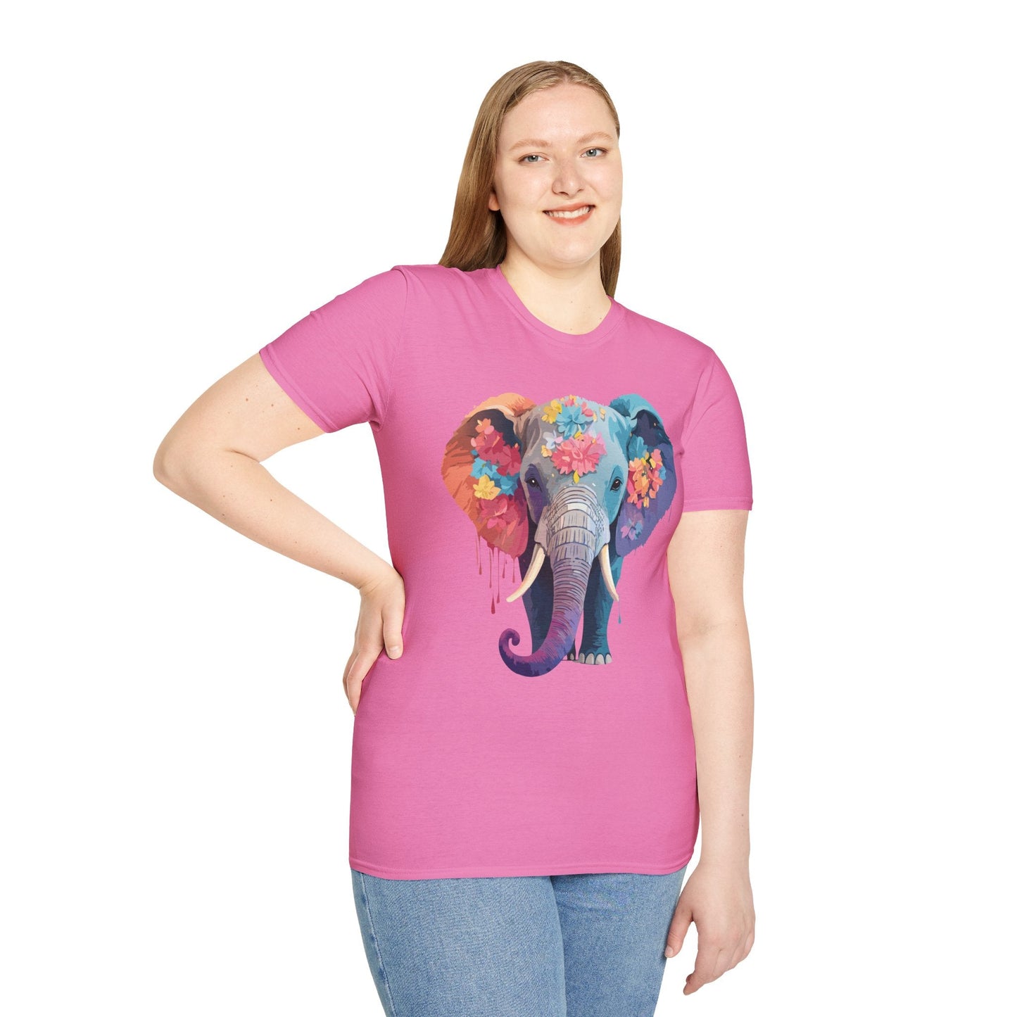 Unisex Elephant T Shirt Gildan SoftStyle 64000 100 Percent Ring Spun Cotton Tee Shirt