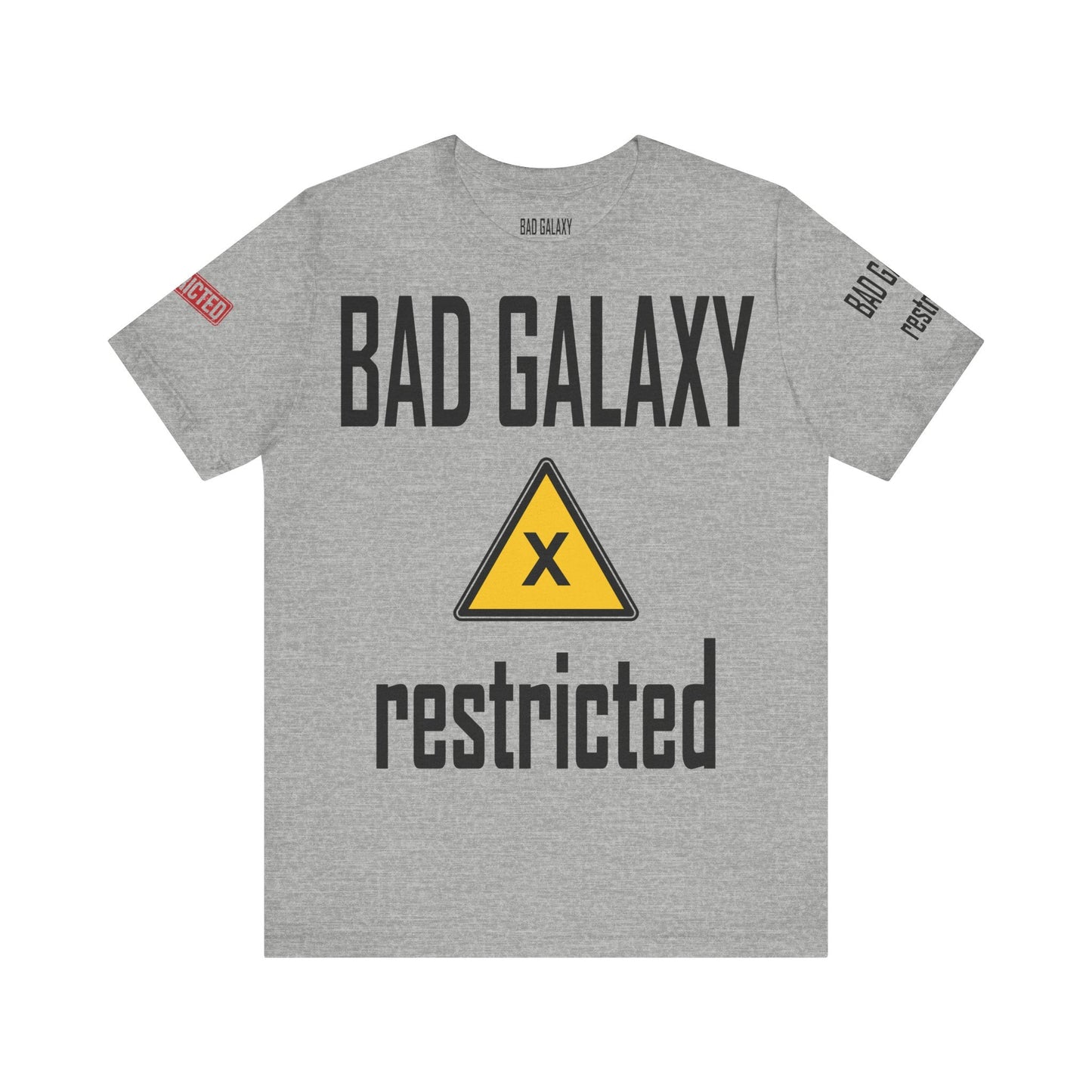 Tee Shirt With Red Stamp From Bad Galaxy Eco Friendly 100 Percent Cotton Printed In USA