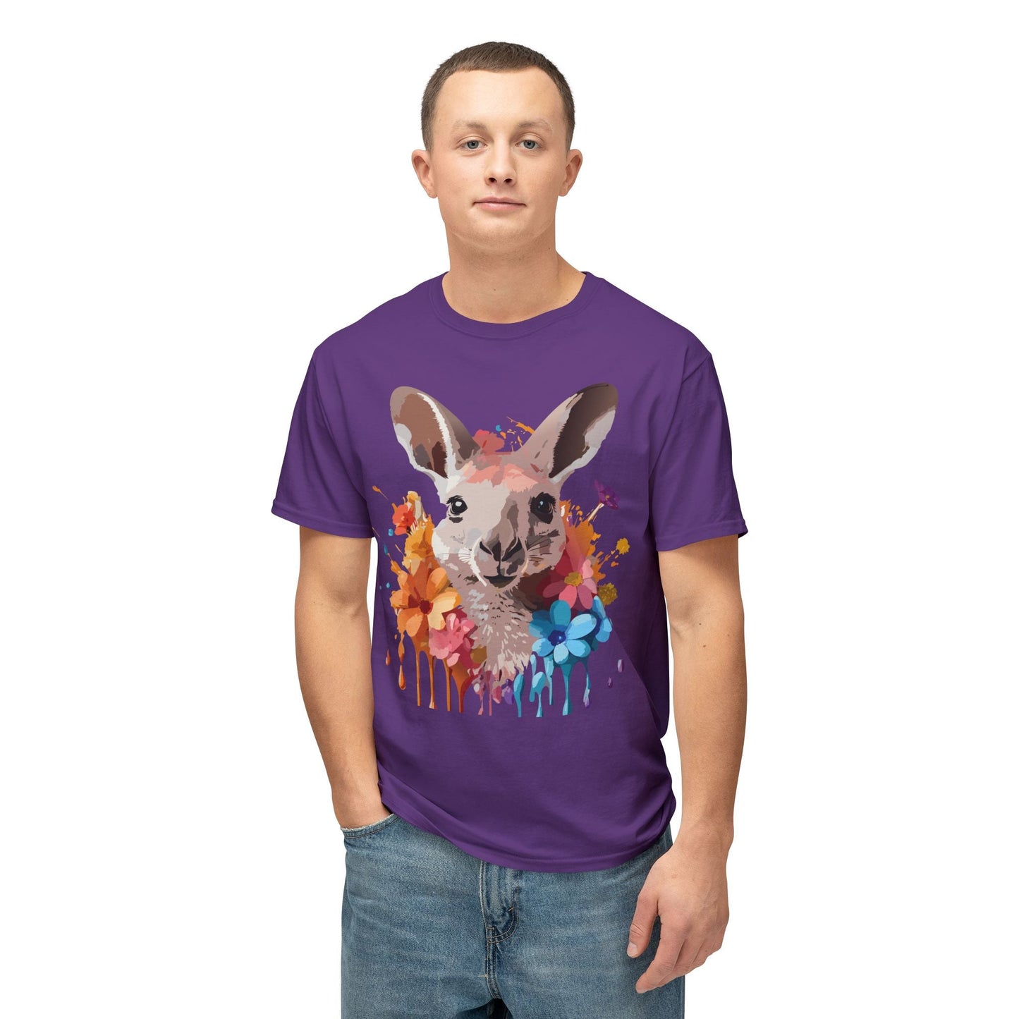 Unisex Kangaroo T Shirt HD Cotton Full Color Art Print Tee Made In USA 100 Percent Pre Shrunk