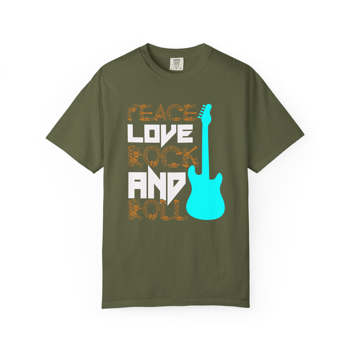 Love and Rock Guitar T-shirt Peace Rock Music Unisex Cotton Tee 078
