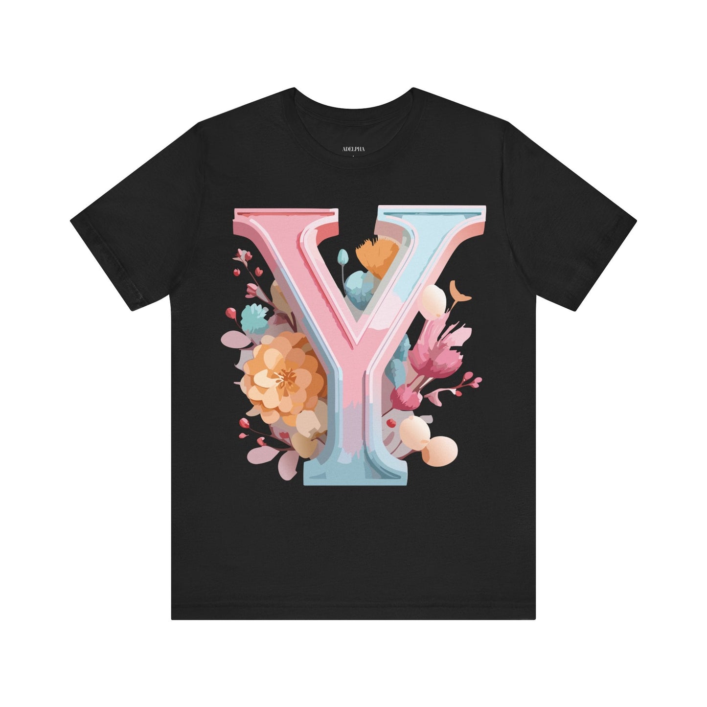 Letter Y Graphic Tee Unisex Short Sleeve Vintage Inspired Artwork Adelpha Premium