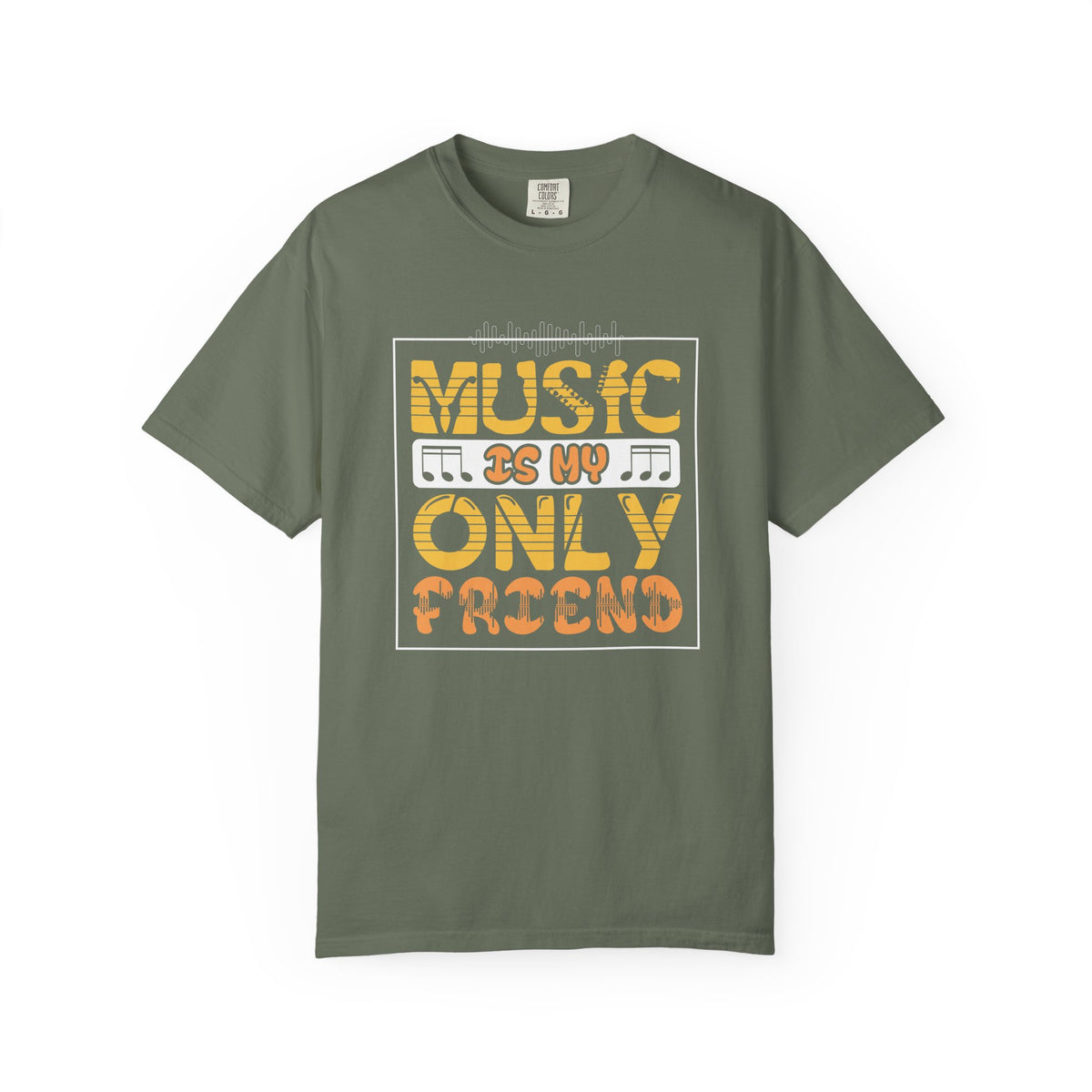 Music Is My Only Friend T-Shirt Retro Typography Musical Notes Unisex Cotton Tee 069