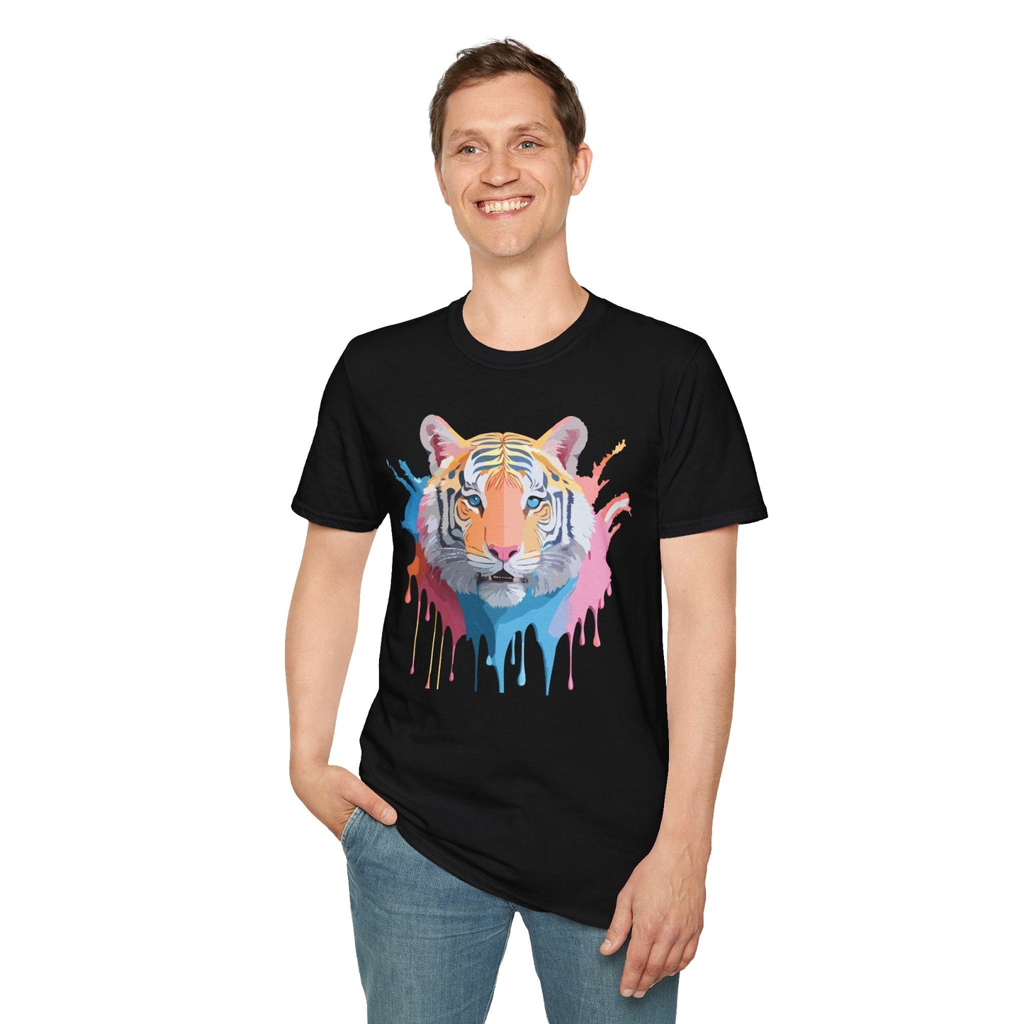 Tiger Print Unisex Softstyle T Shirt Gildan 64000 Comfort Tee