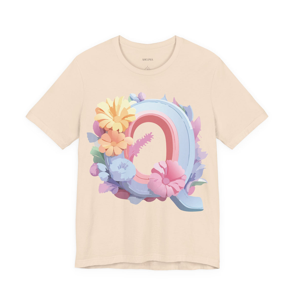 Letter Q Graphic Unisex Cotton Bella+Canvas Tee with Art Letter Design
