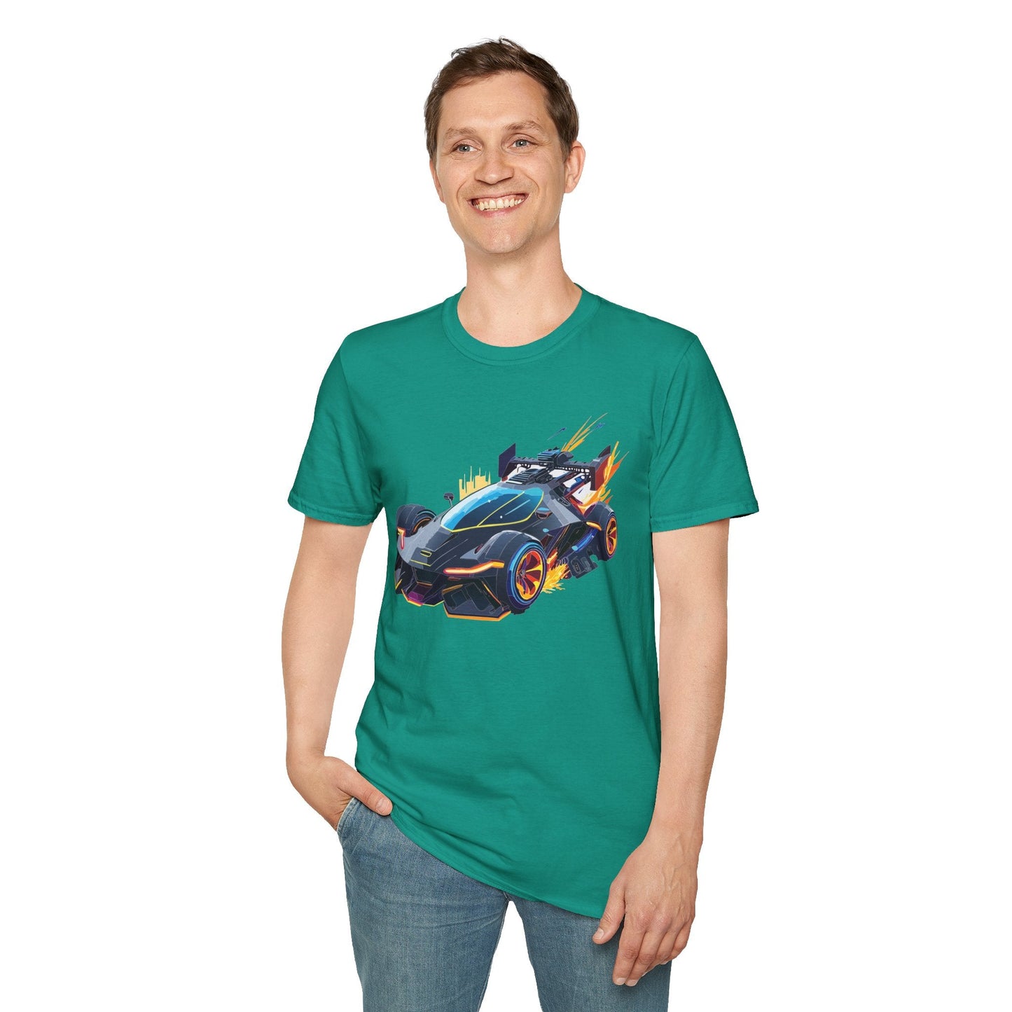 Unisex Car T Shirt With Cars Design Hot Wheels Graphic Tee Gildan Softstyle 64000