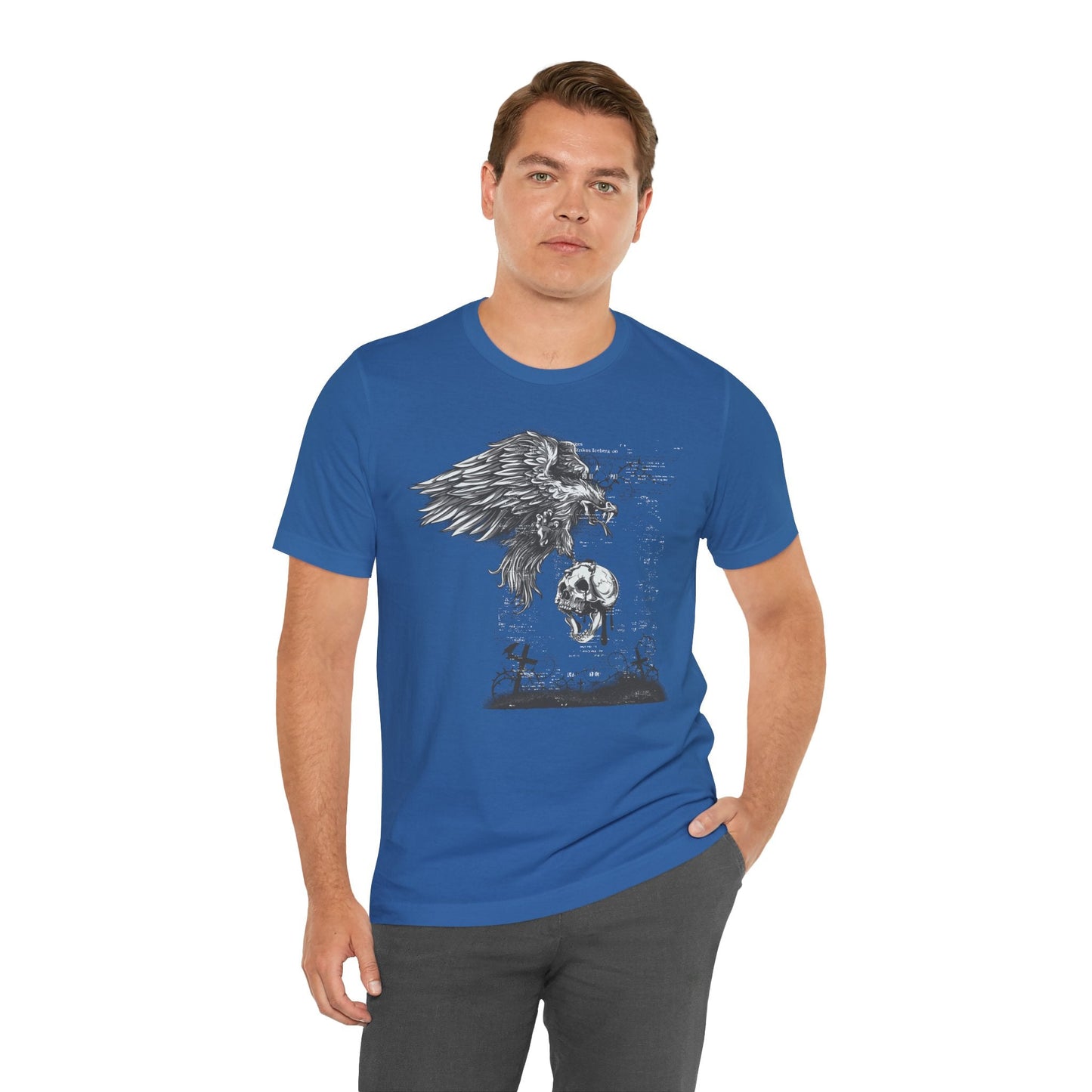 Raven and Skull Illustration Graphic Unisex Cotton T-Shirt r19