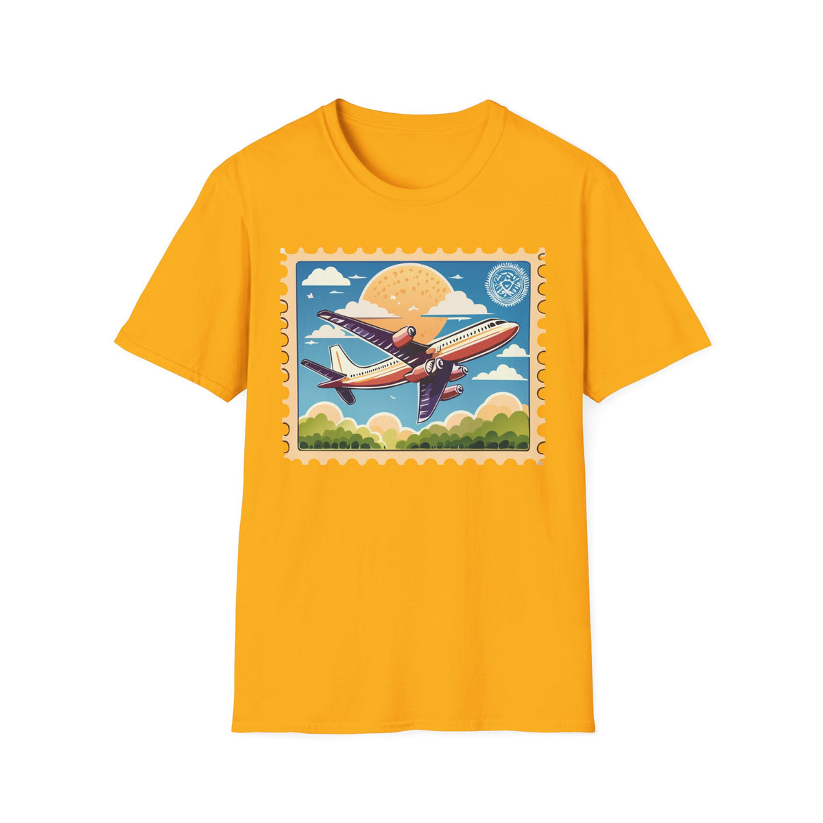 Vintage Airplane Stamp design T-Shirt | Retro Travel Aviation Tee