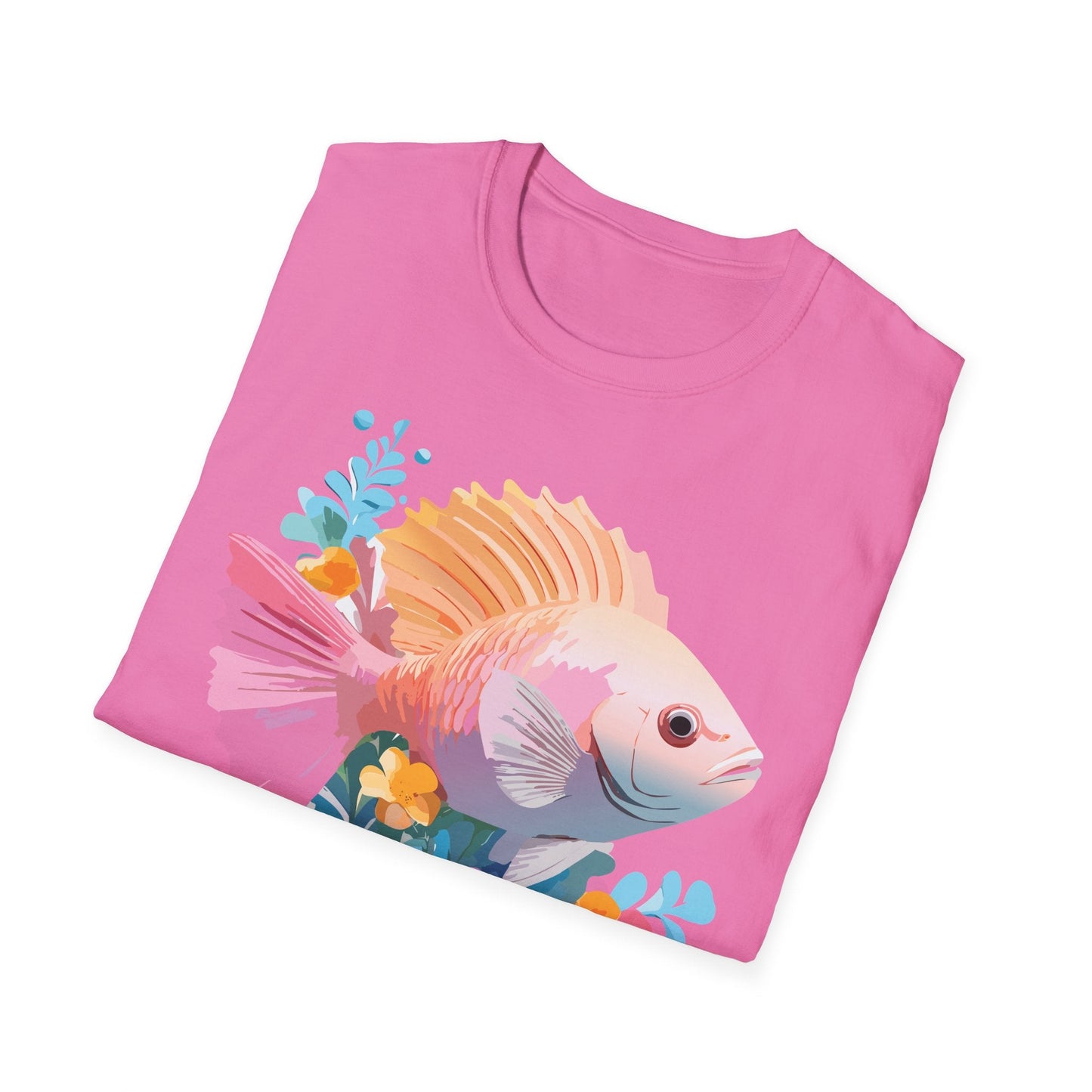 Fish Art Design Graphic Tee Shirt Unisex Softstyle Cotton Short Sleeve Comfort Fit Everyday Wear