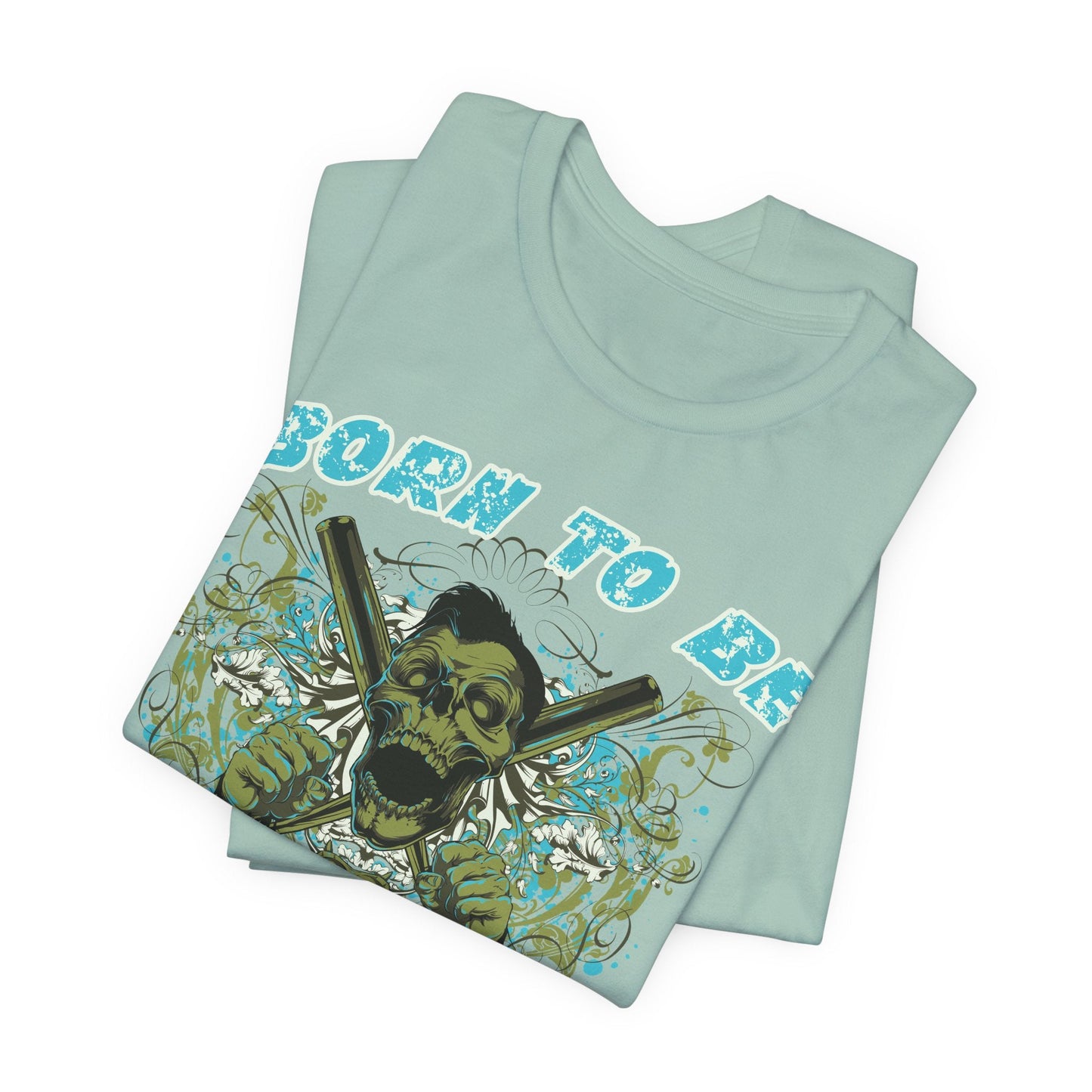 Born To Be Cage Fighter Tee Skull Crossed Knives Graphic T-Shirt