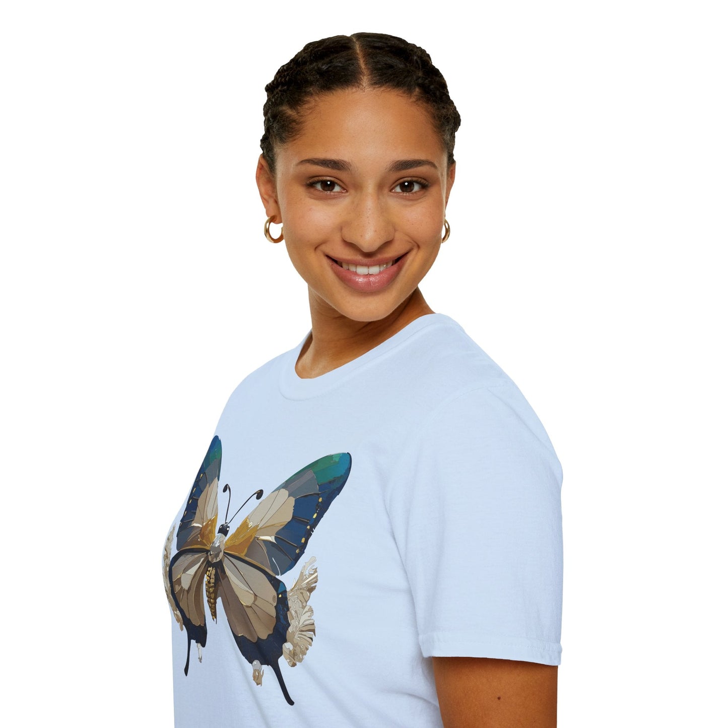 Butterfly Themed Unisex T Shirt With Monarch Design Gildan Softstyle 64000 Premium Ring Spun Cotton