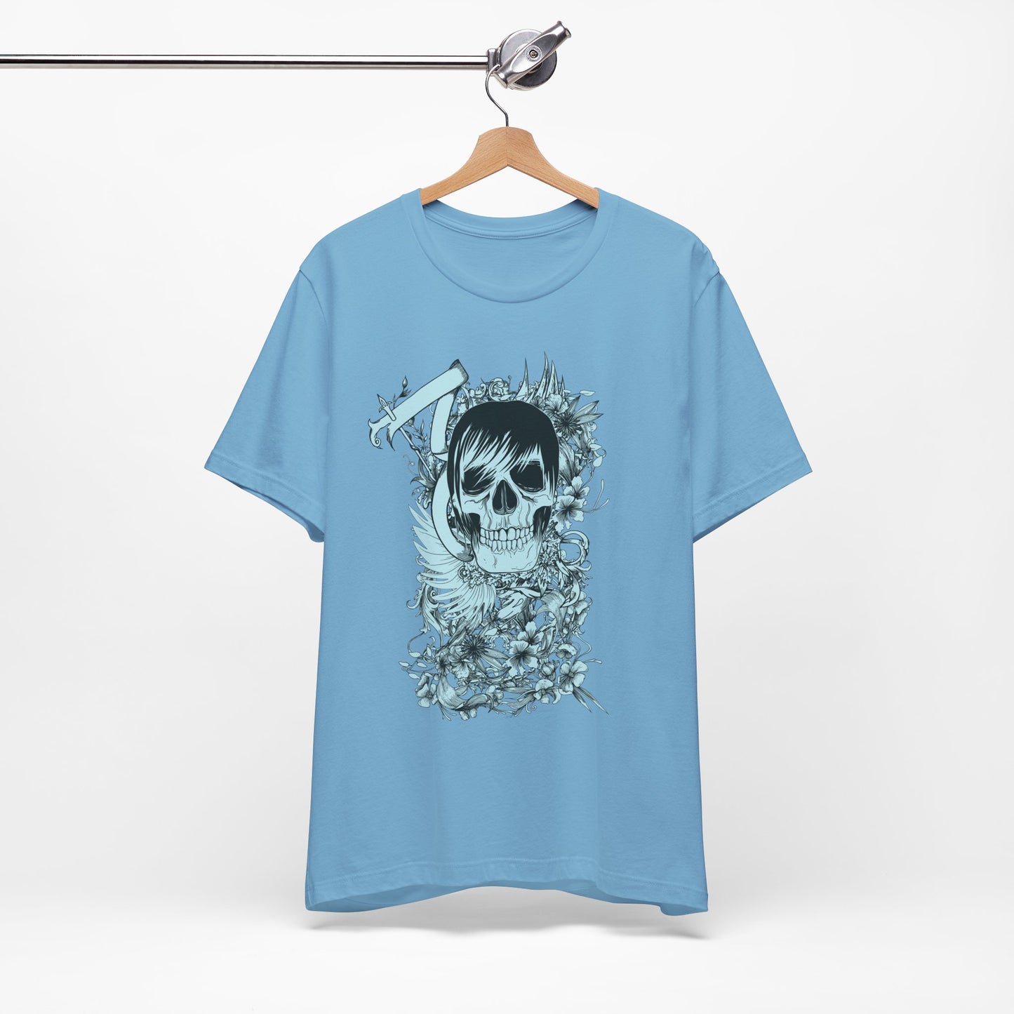 Sky Skull Graphic Design Tee, Skull Shirt, Vintage Tees, Art Design T-Shirt, Vintage Graphic Tee, Art Shirts with Skulls
