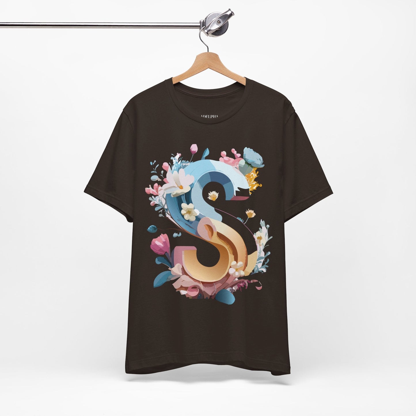Letter S Shirt Graphic Tee Unisex Jersey Short Sleeve Premium Vintage Inspired Artwork Adelpha