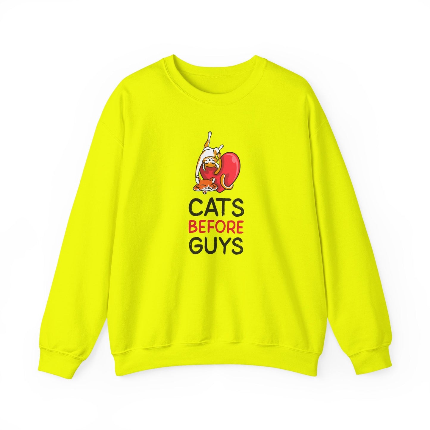 Cat Heart Sweatshirt Unisex Valentines Day 50 50 Cotton Poly Heavy Blend Crewneck Sweatshirt