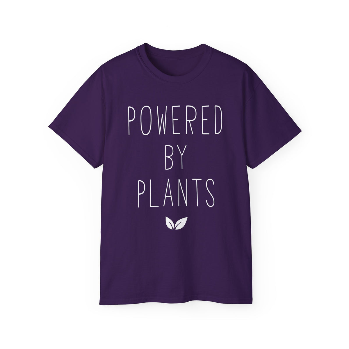 Powered By Plants T-Shirt | Vegan Plant-Based Tee, Leaf Graphic