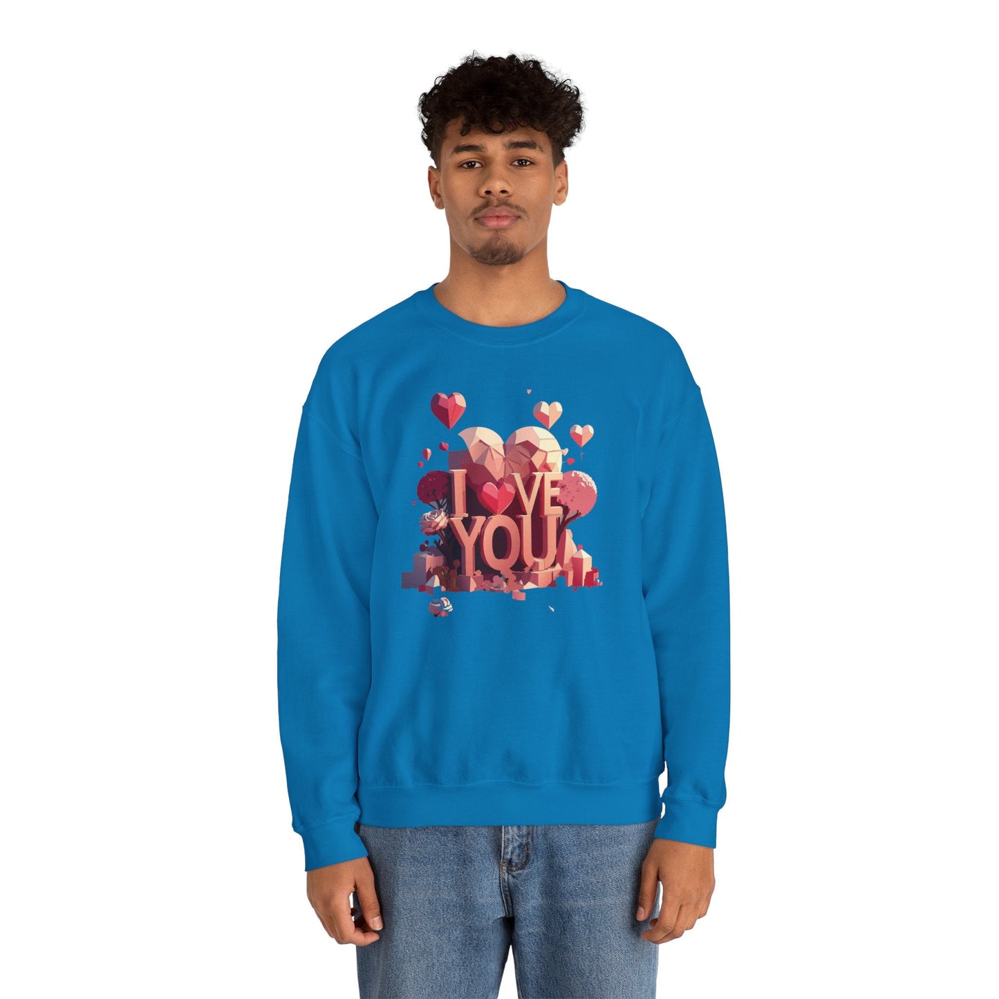 Unisex Heart Love Sweatshirt Floral Valentines Day Cotton Poly Fifty Fifty Blend