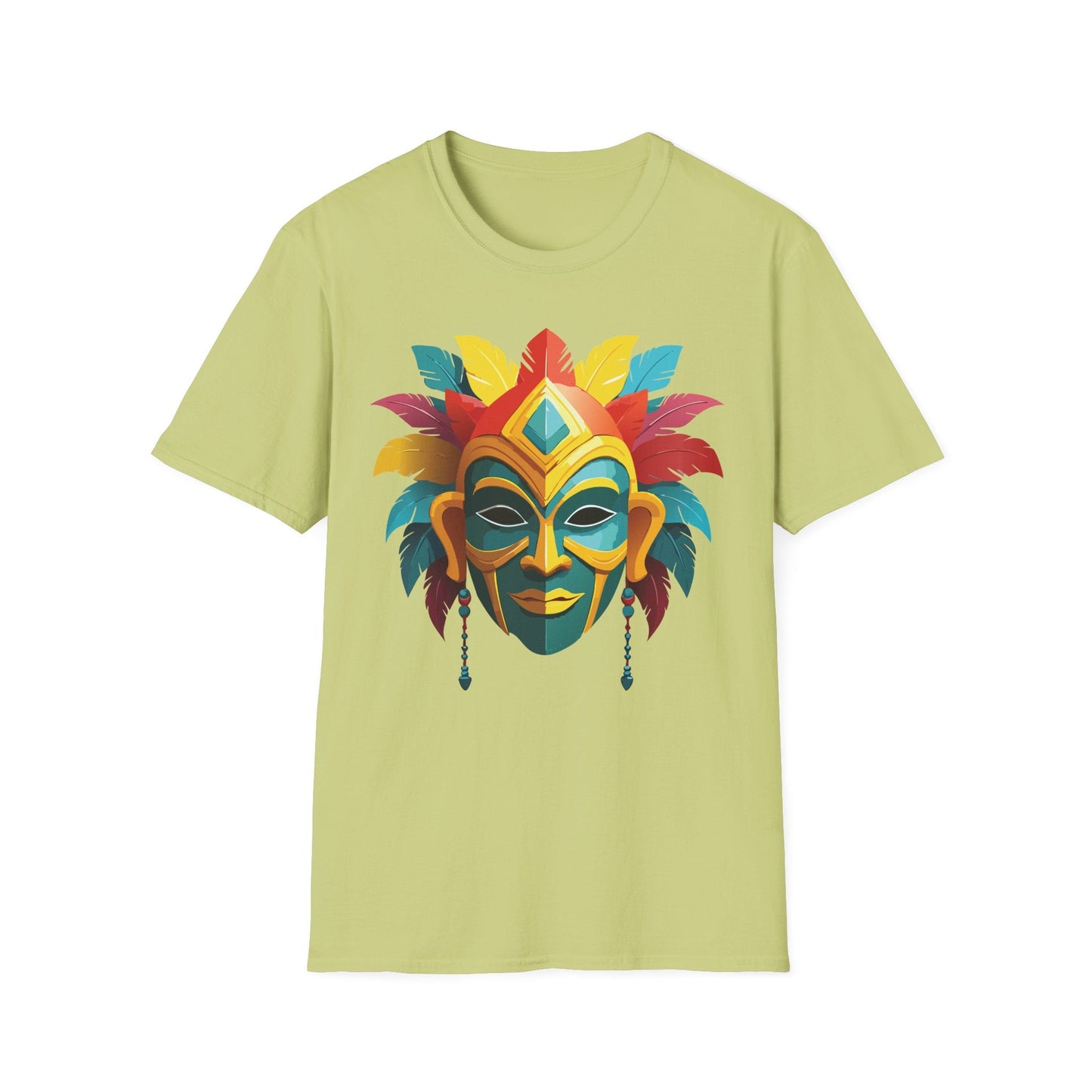 Unisex Mask Tee Shirt Gildan Softstyle 64000 Cotton Masquerade Design For Everyday Wear