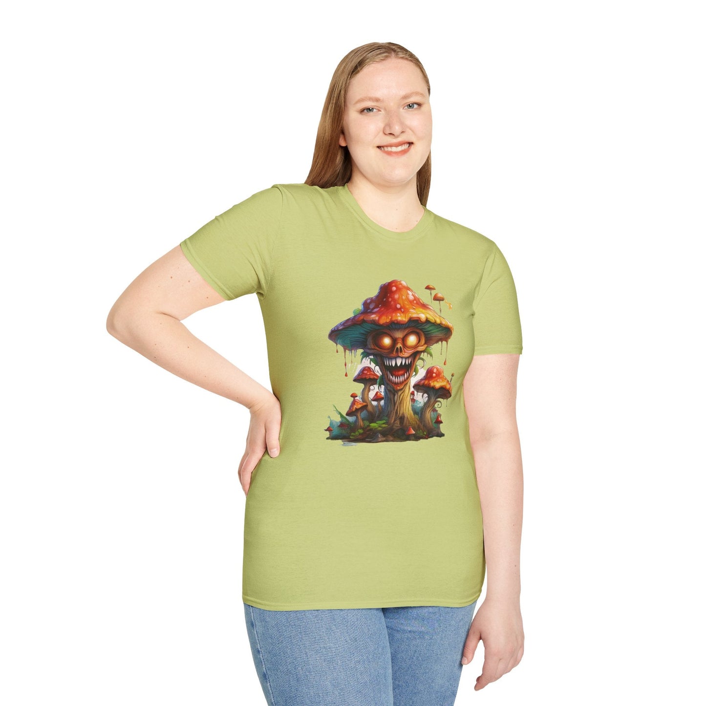 Mashroom Tee Shirt Unisex Softstyle 64000 100% Ring Spun Cotton with Funny Mushroom Artwork