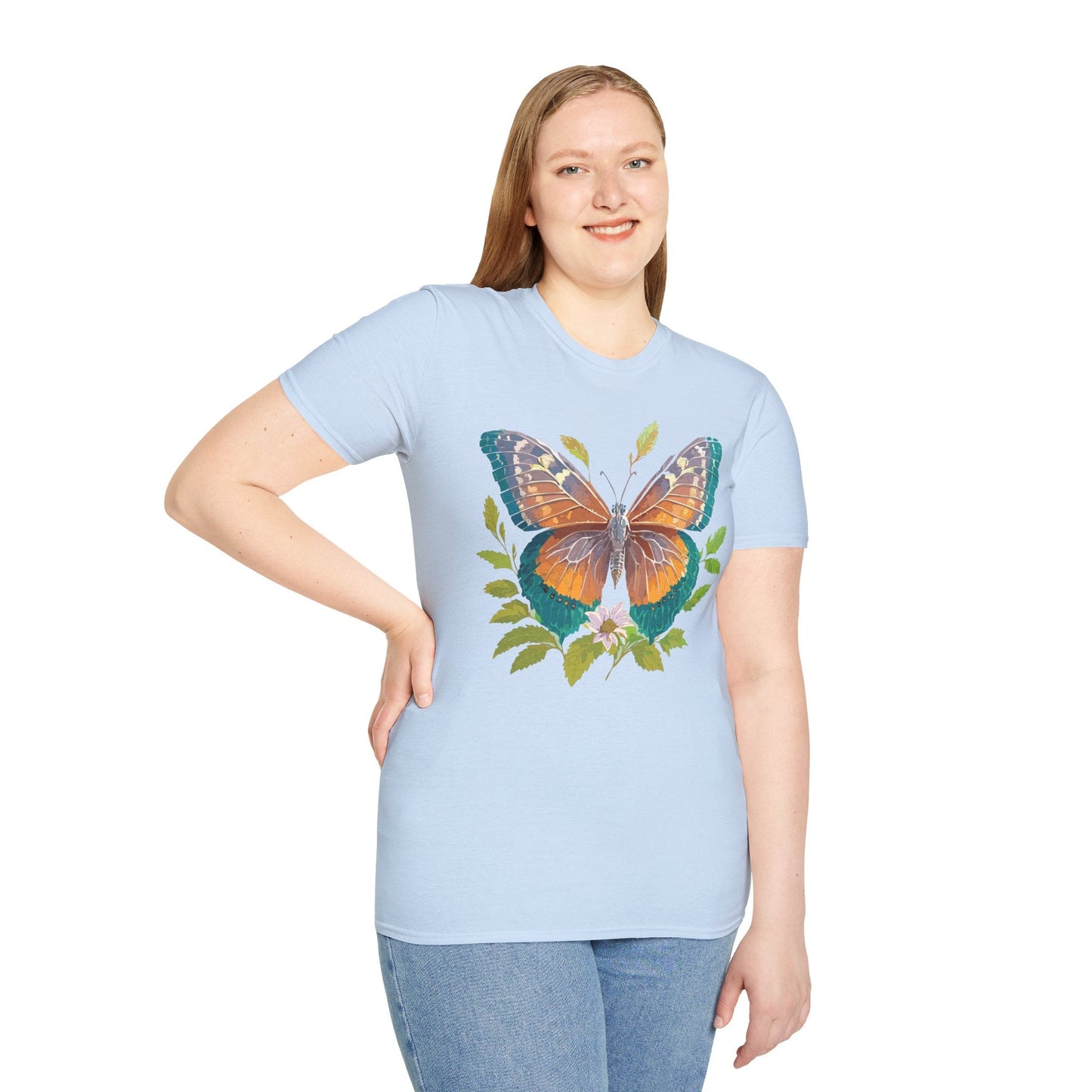 Unisex Butterfly Shirt With Monarch Design Cotton Tee Gildan 64000 Softstyle Comfort