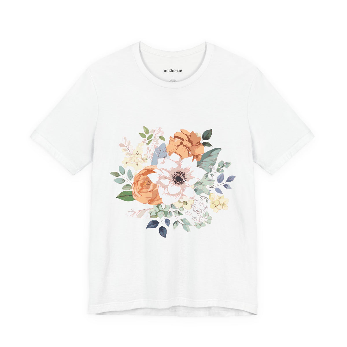 Floral Graphic Unisex Cotton Bella+Canvas Tee with Flowers Design ab9