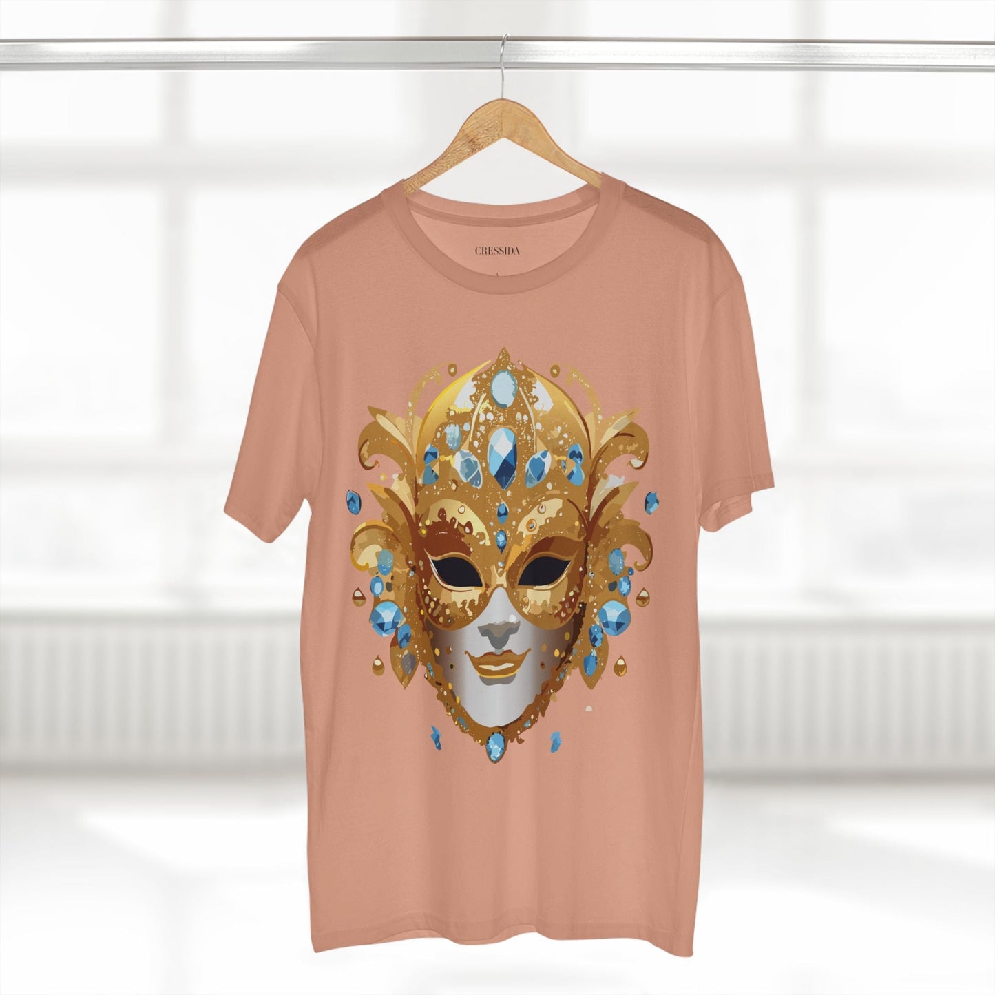Carnival Mask Graphic T-Shirt Unisex 100 Cotton With Antique Gold Art Design Tee 21
