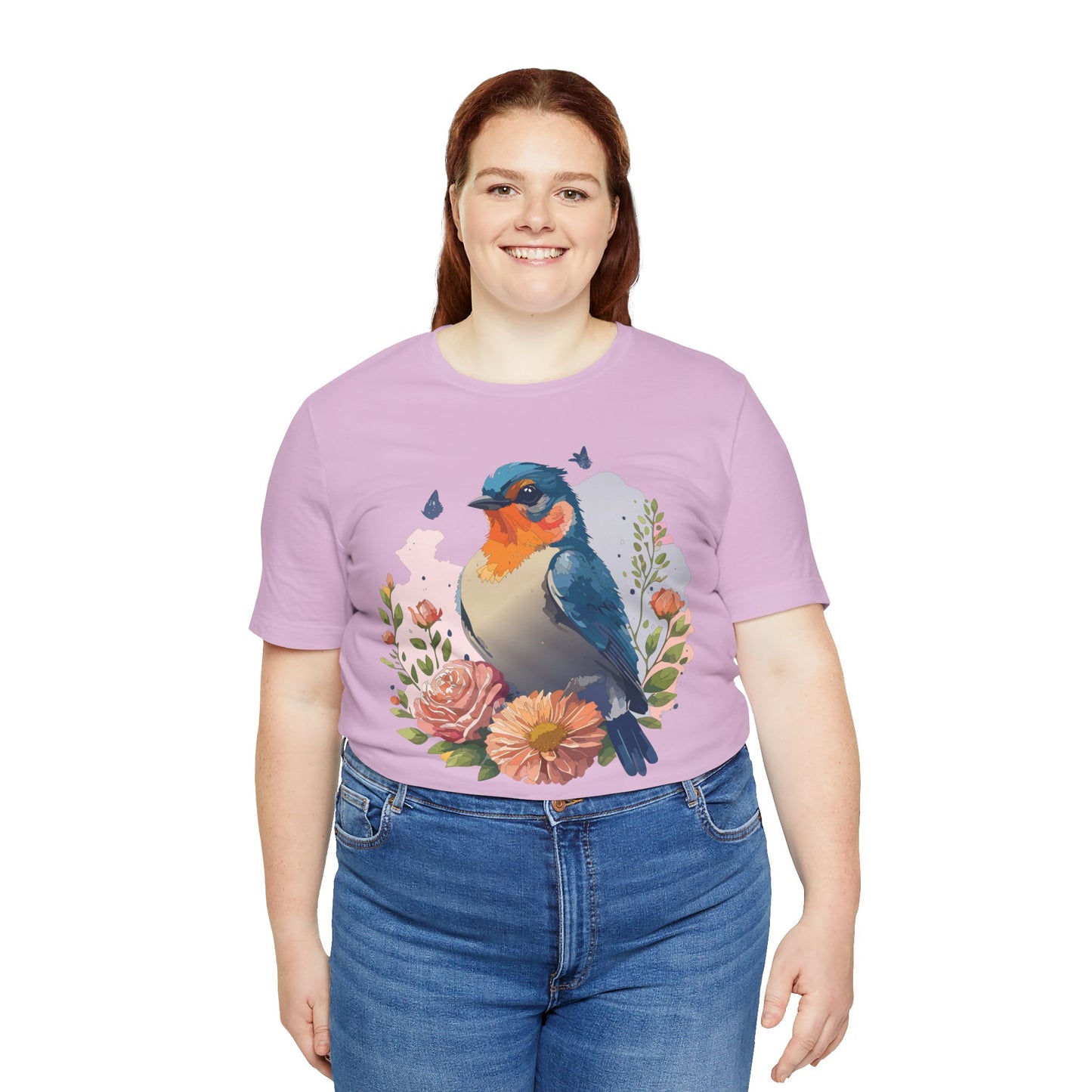 Floral Bird Tee, Animal Shirt, Bird Shirt, Floral Tee, Flower T-shirt, T-Shirt with Animal