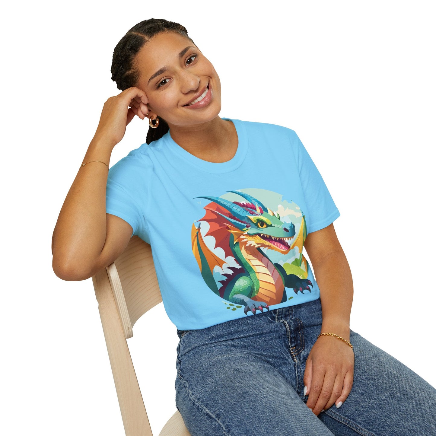 Unisex Dragon Graphic Tee By Gildan Softstyle 64000 Short Sleeve Cotton Tee Art Design