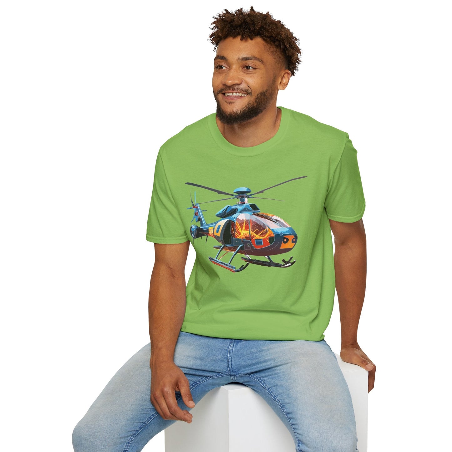 Helicopter Chopper Shirt Unisex Gildan Softstyle 64000 Short Sleeve Tee For Everyday Wear