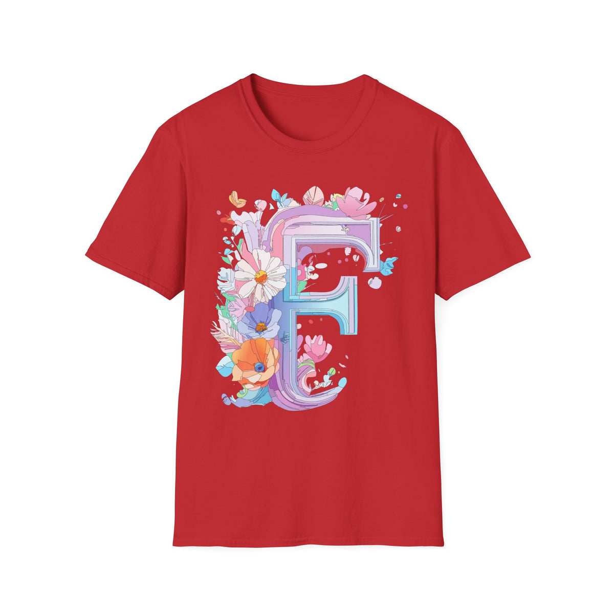Floral Letter F T-Shirt | Watercolor Monogram Tee