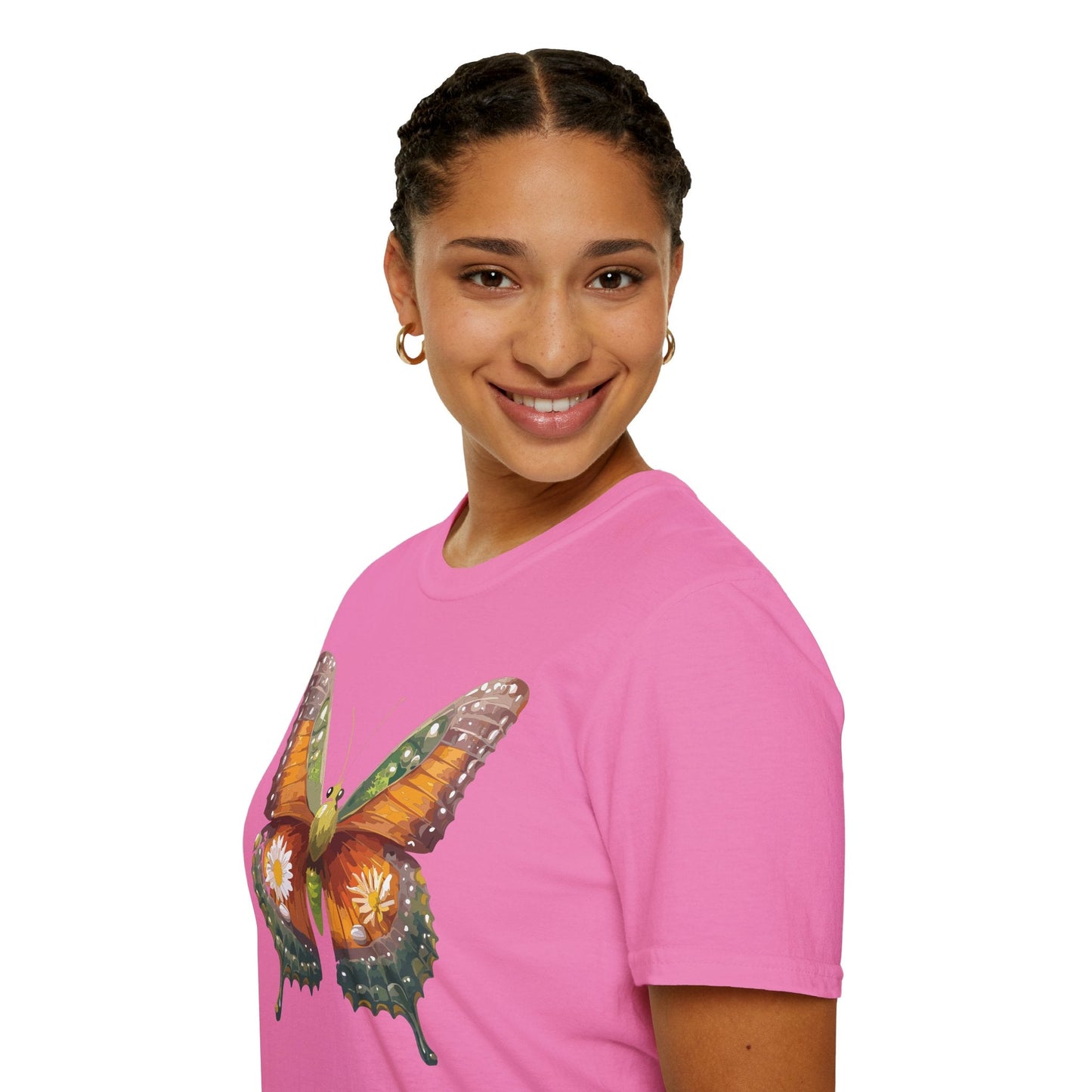 Butterfly T Shirt Unisex Monarch Shirt Gildan Softstyle 64000 100 Percent Ring Spun Cotton