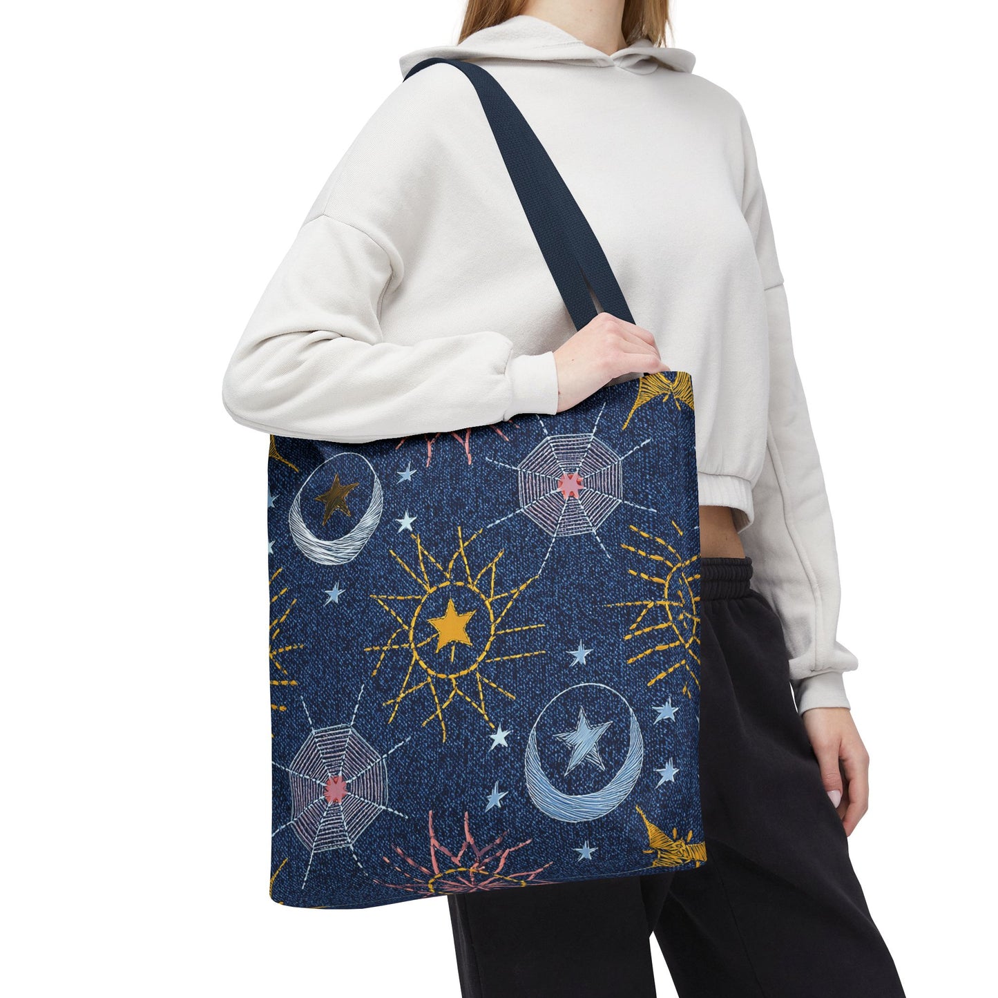 Denim Fabric Imitation Print Unisex Canvas Bag Poly Spun 3 Sizes Tote Bag 183-7