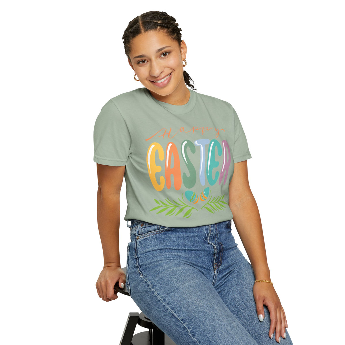 Happy Easter T-Shirt, Tee Shirt with Easter Signature, T Shirt with Easter Prints, Tee Shirt with Easter Design