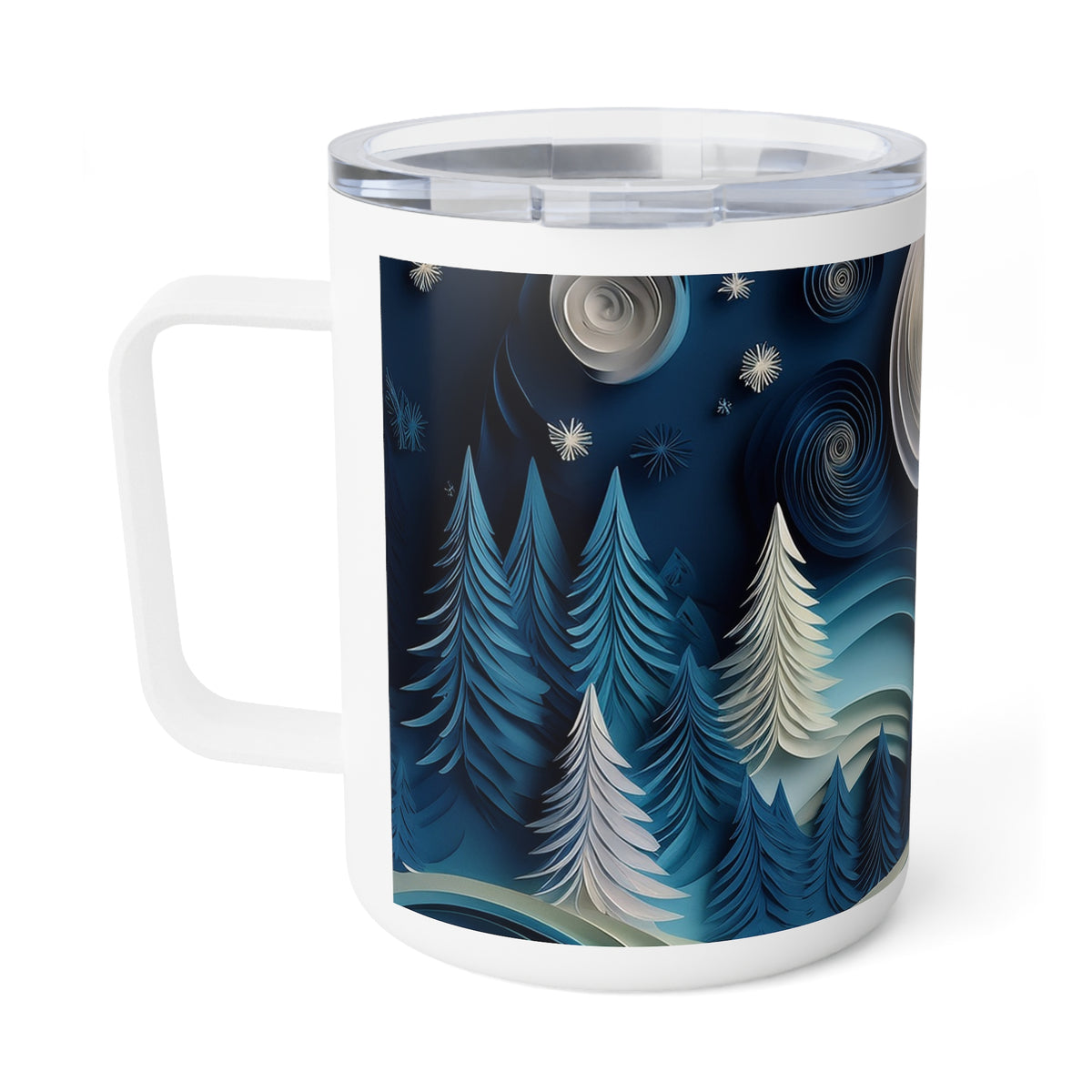 5 Art Design Insulated Coffee Mug Clear Lid 10oz Insulated Coffee Mug 10oz