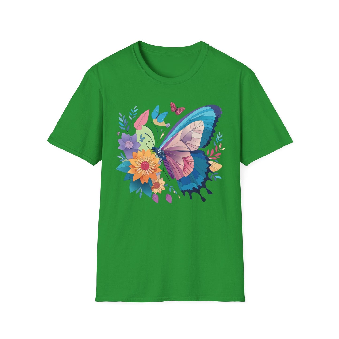 Gildan Butterfly T Shirt Unisex Softstyle 64000 Monarch Print Lightweight Breathable Cotton Tee